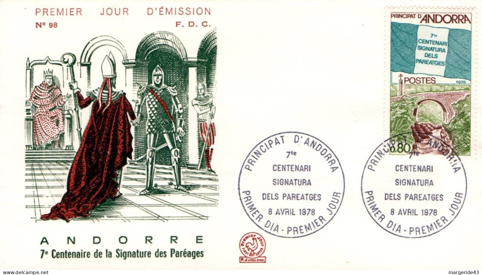 ANDORRE FDC 1978 SIGNATURE DES PAREAGES - FDC