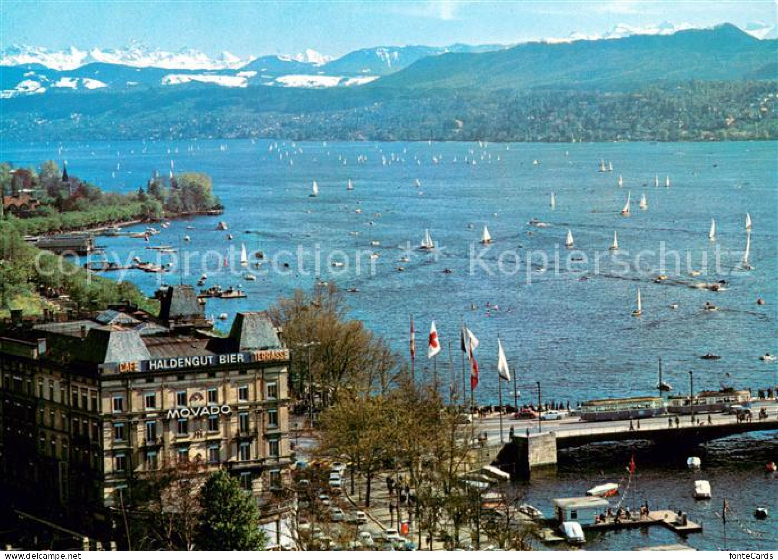 13714807 Zuerich ZH Am Quai Quaibruecke Zuerichsee Albiskette Urner Alpen Zueric - Sonstige & Ohne Zuordnung