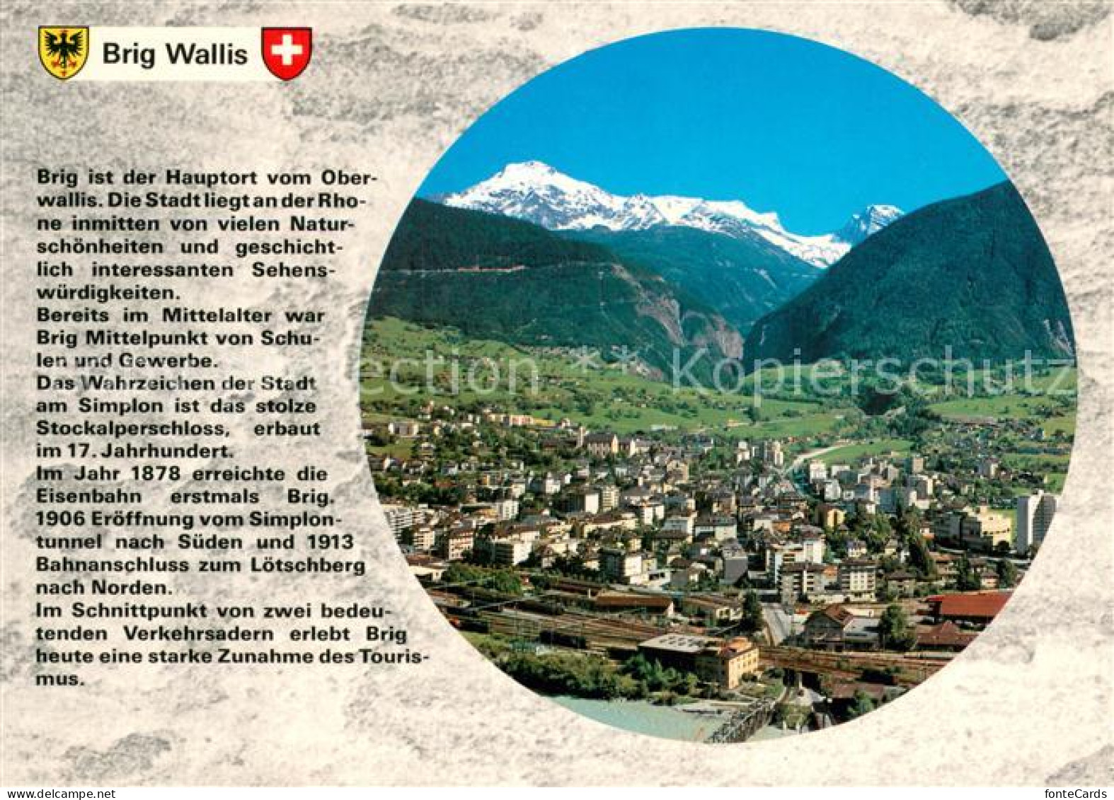 13712569 Brig Brigue VS Stadtpanorama Blick Gegen Wasenhorn Und Simplonpass Wall - Other & Unclassified