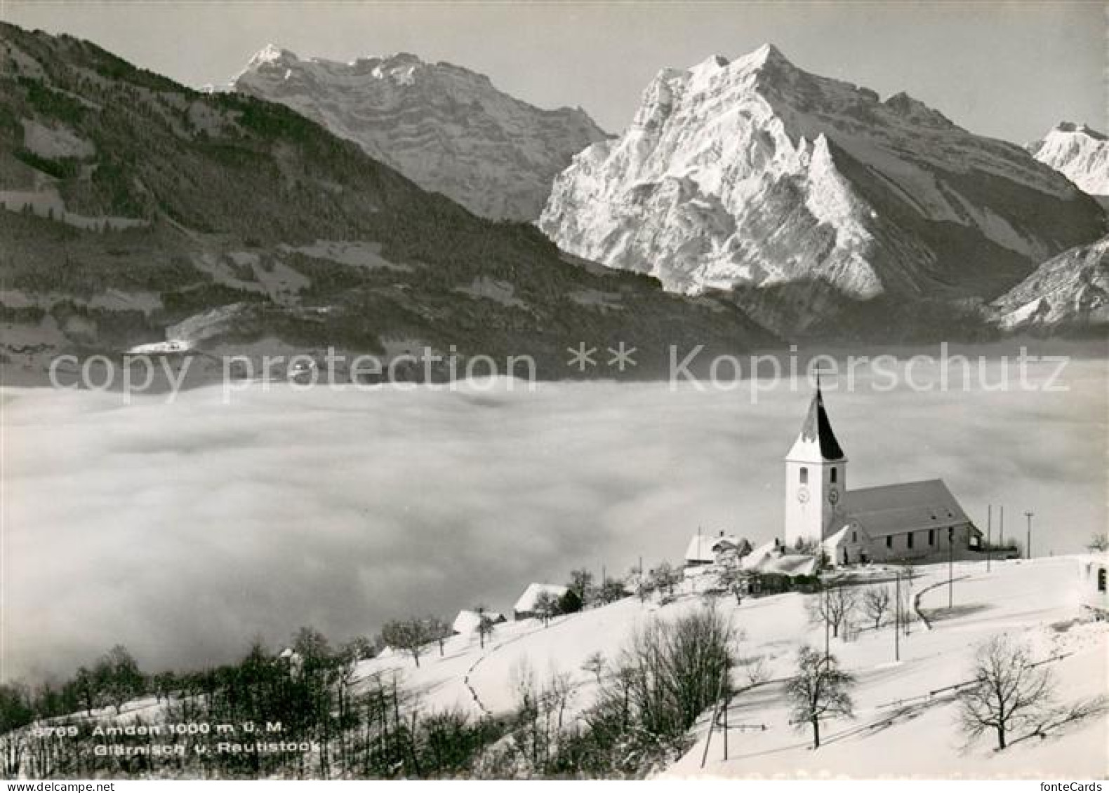 13712467 Amden SG Panorama Kirche Nebelmeer Glaernisch Und Rautistock Amden SG - Sonstige & Ohne Zuordnung