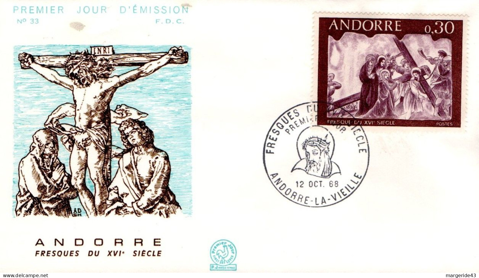 ANDORRE FDC 1968 FRESQUES - FDC