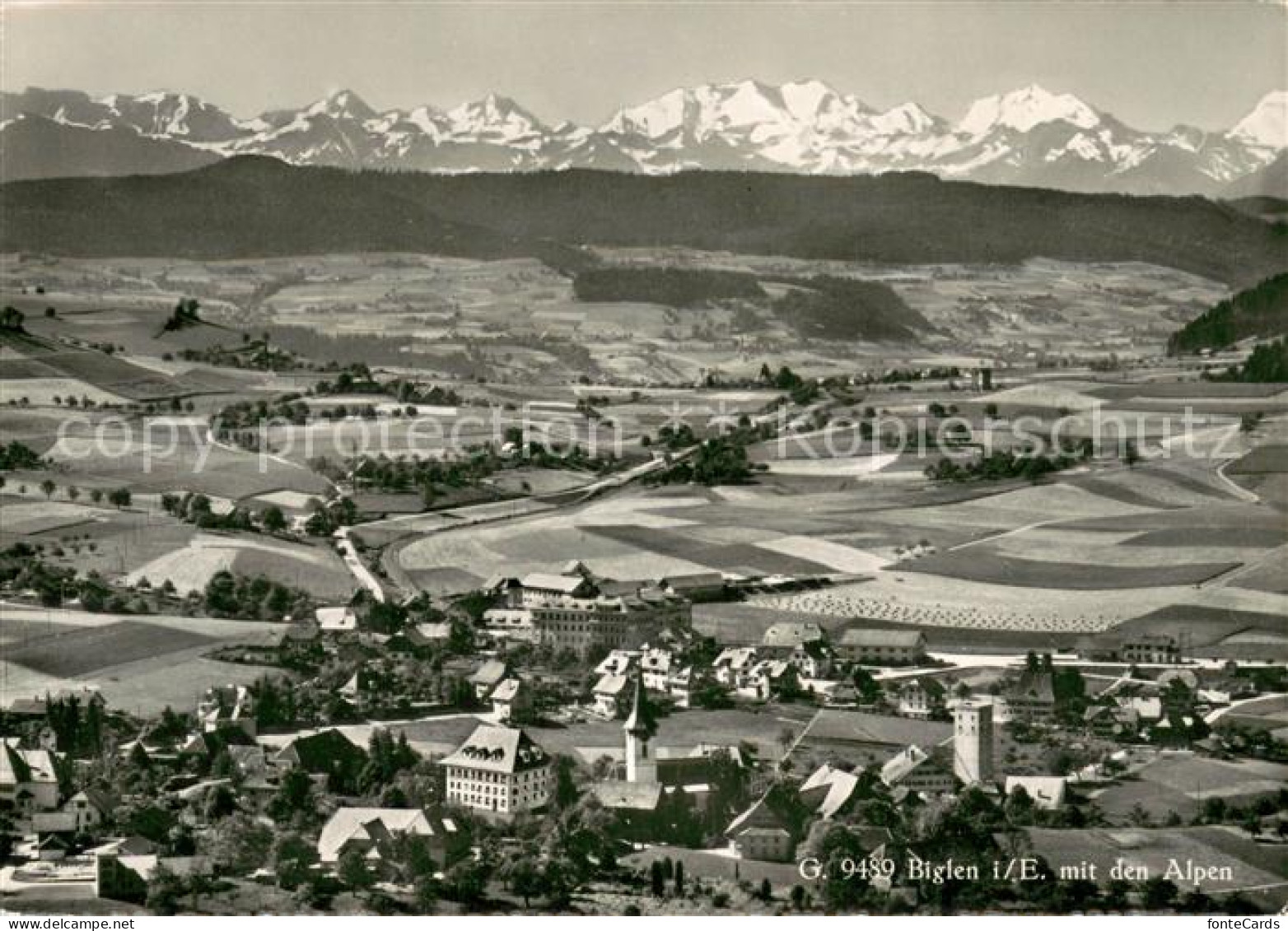 13710967 Biglen Fliegeraufnahme Hotel Baeren Mit Den Alpen Biglen - Andere & Zonder Classificatie