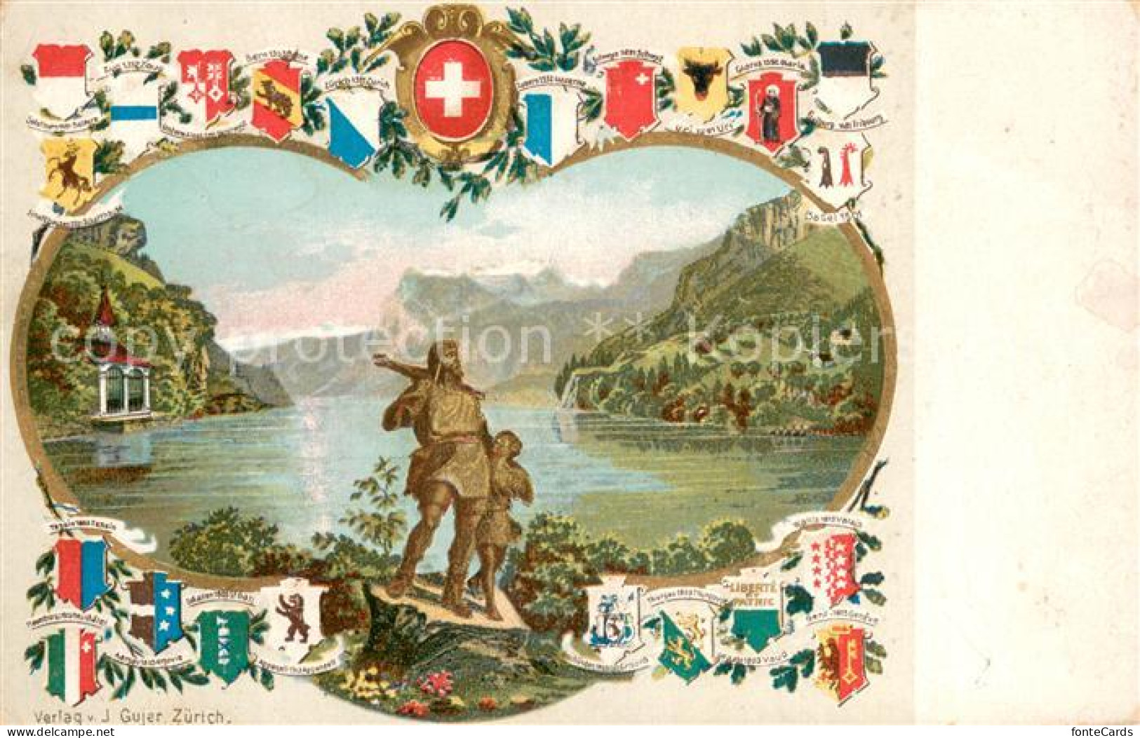 13710157 Vierwaldstaettersee SZ Telldenkmal Tellskapelle Am See Wappen Vierwalds - Other & Unclassified