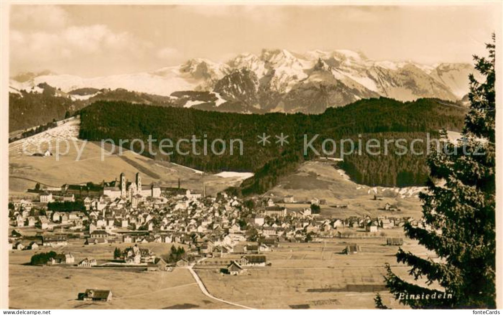 13710099 Einsiedeln SZ Gesamtansicht Mit Kloster Alpenpanorama Einsiedeln SZ - Andere & Zonder Classificatie