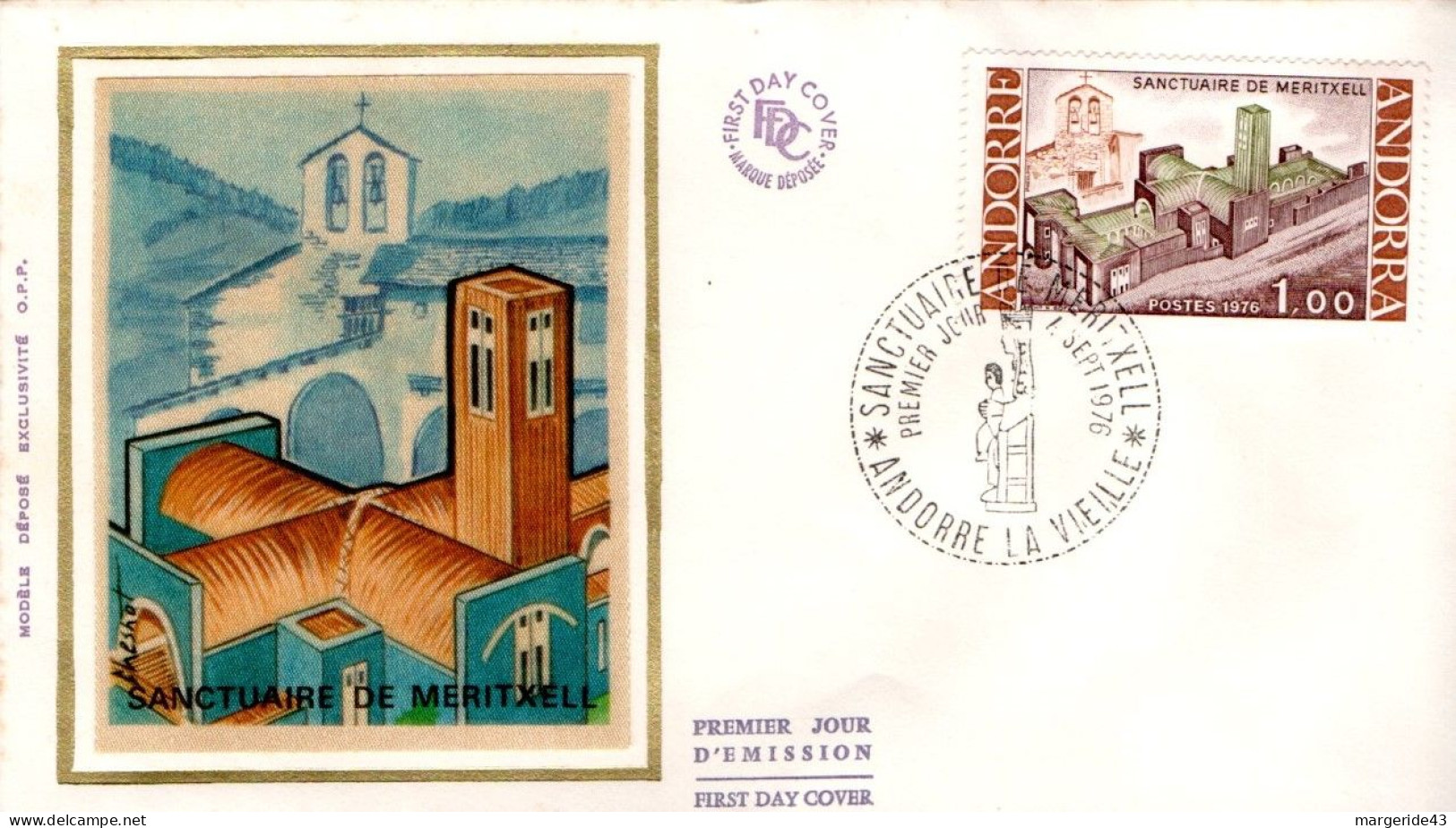 ANDORRE FDC 1976 SANCTUAIRE DE MERITXELL - FDC