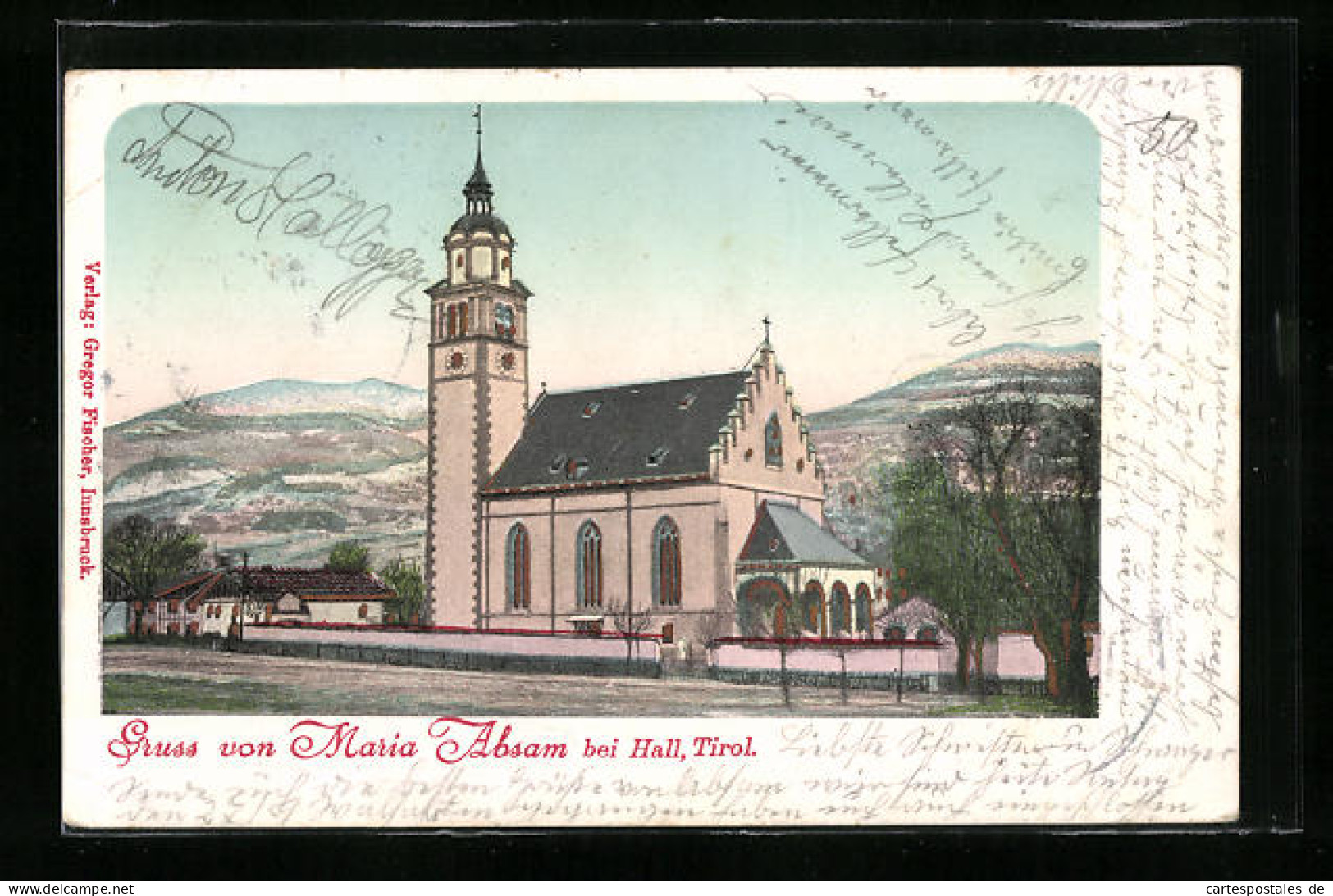 Goldfenster-AK Hall I. T., Wallfahrtskirche Maria Absam Mit Leuchtenden Fenstern  - Other & Unclassified