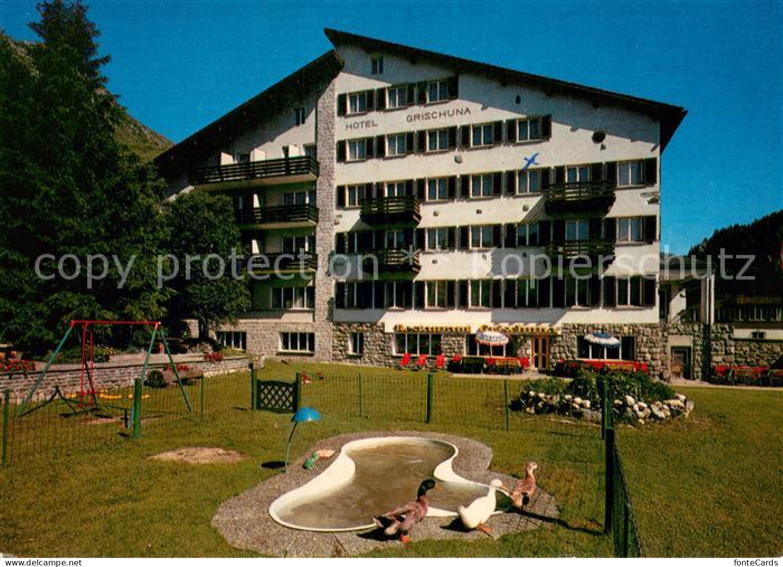 13702887 Bivio Hotel Restaurant Grischuna Garten Teich Bivio - Sonstige & Ohne Zuordnung