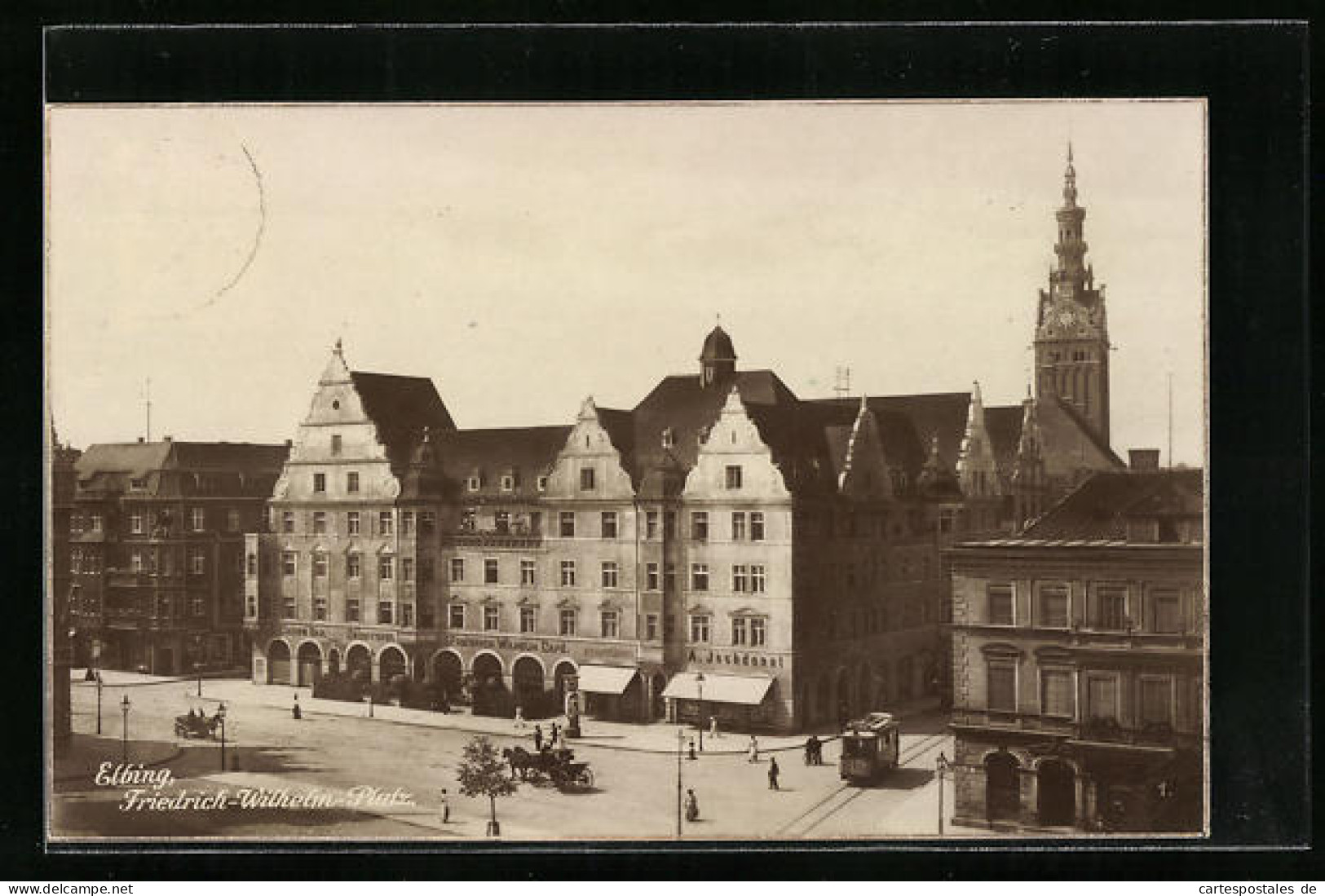 AK Elbing, Friedrich-Wilhelm-Platz Mit Strassenbahn  - Tramways