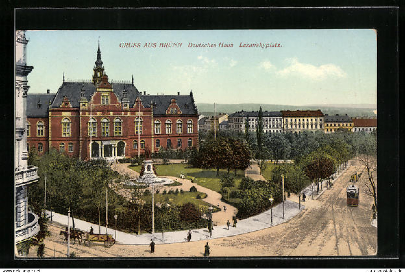 AK Brünn, Deutsches Haus Mit Strassenbahn  - Strassenbahnen