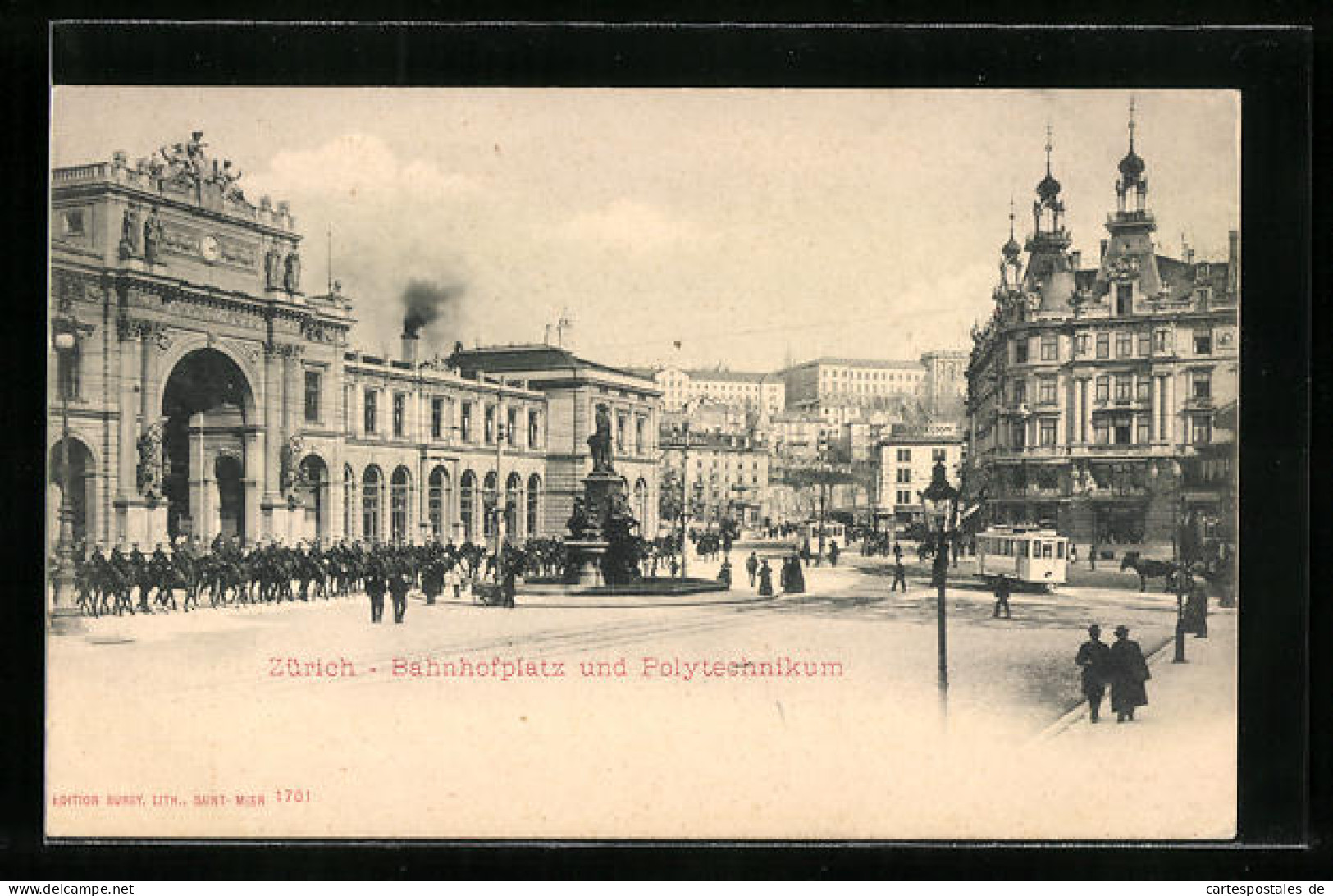 AK Zürich, Bahnhofsplatz Und Polytechnikum, Strassenbahn  - Strassenbahnen