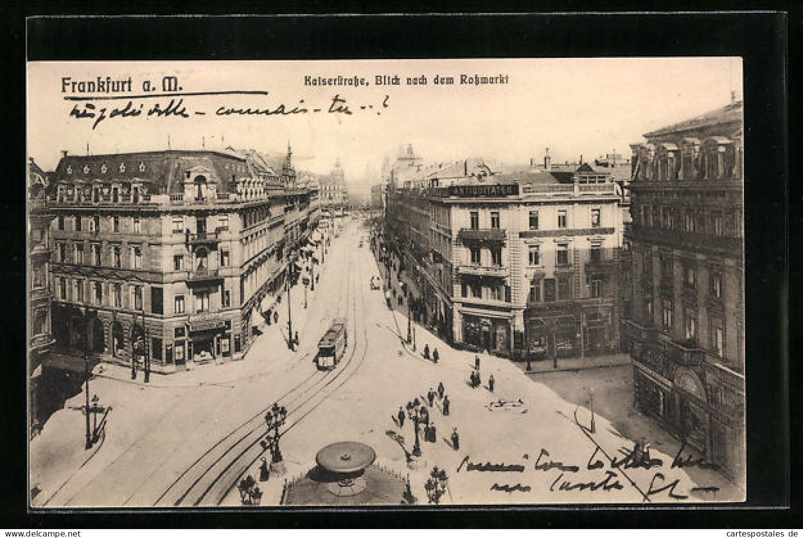 AK Frankfurt A. M., Kaiserstrasse Nach Dem Rossmarkt Mit Strassenbahn  - Tramways