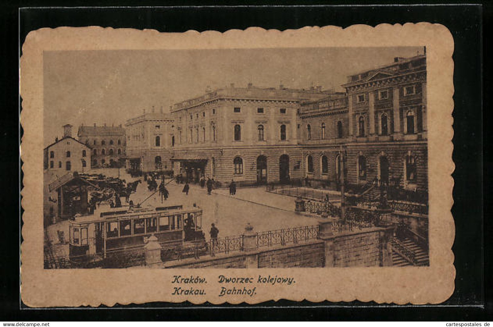 AK Krakau, Strassenbahn Am Bahnhof  - Tramways