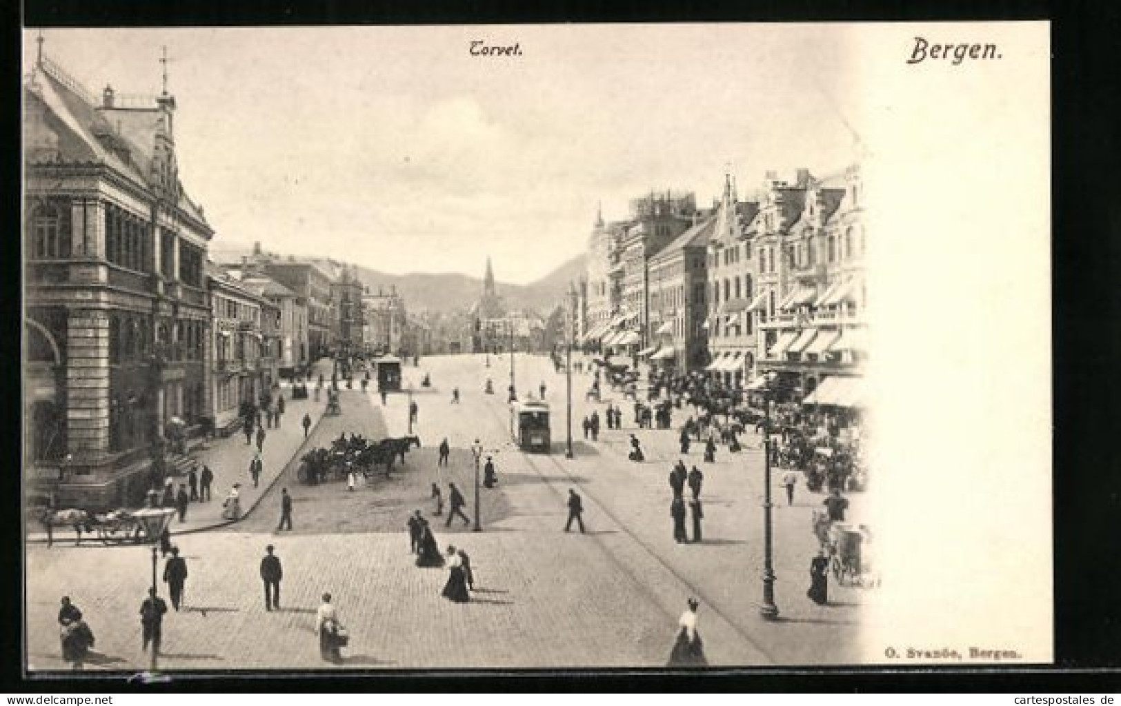 AK Bergen, Torvet, Strassenbahn  - Strassenbahnen