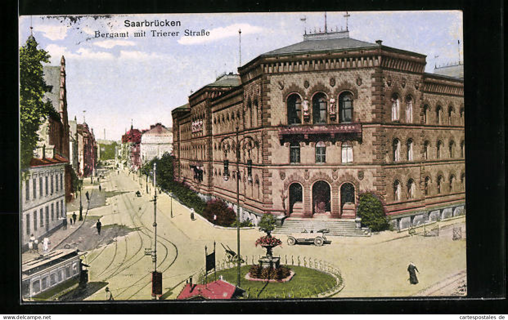 AK Saarbrücken, Bergamt Mit Trierer Strasse Und Strassenbahn  - Tram