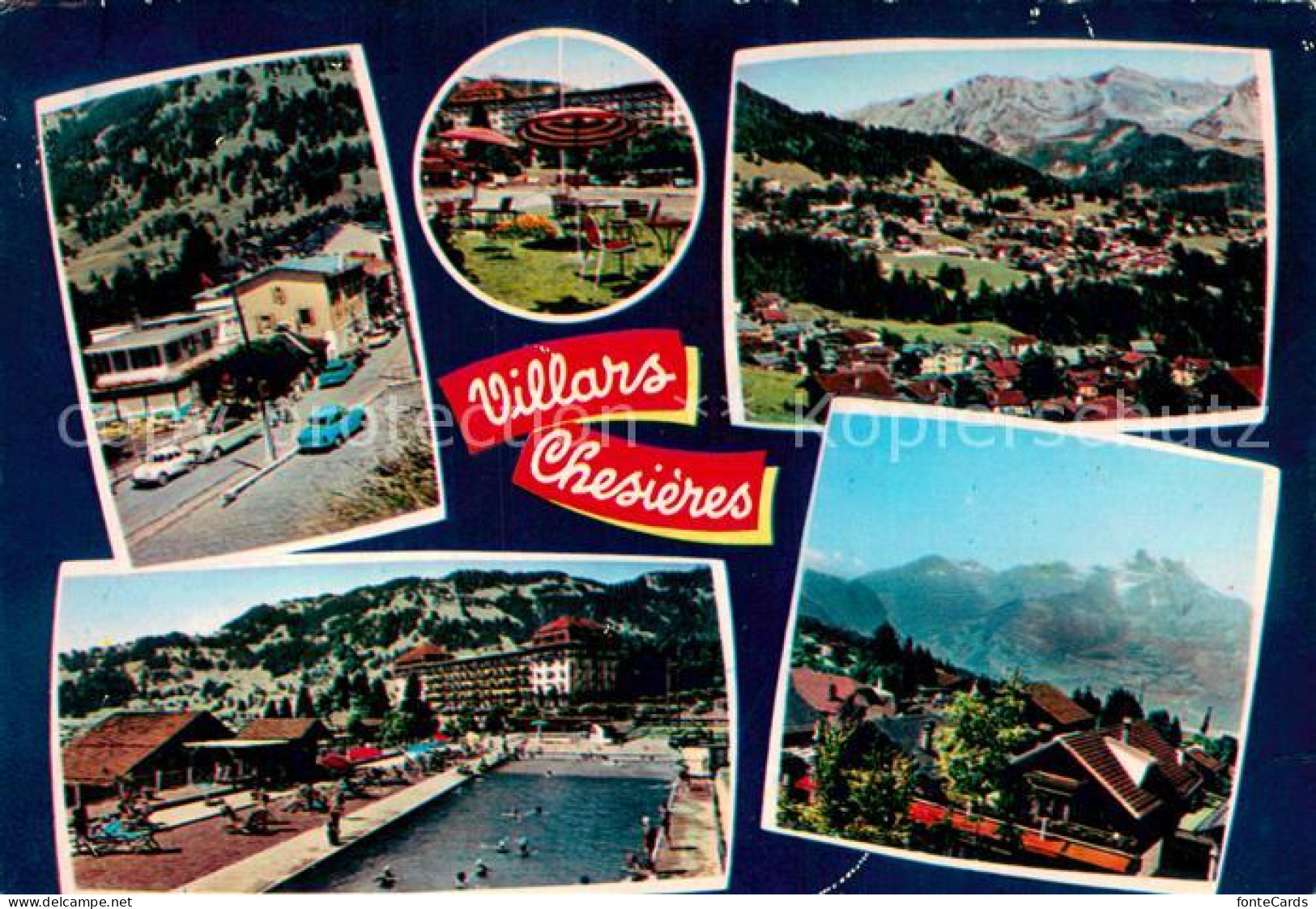 13687217 Villars Chesieres Teilansichten Freibad Panorama Alpenblick Villars Che - Andere & Zonder Classificatie