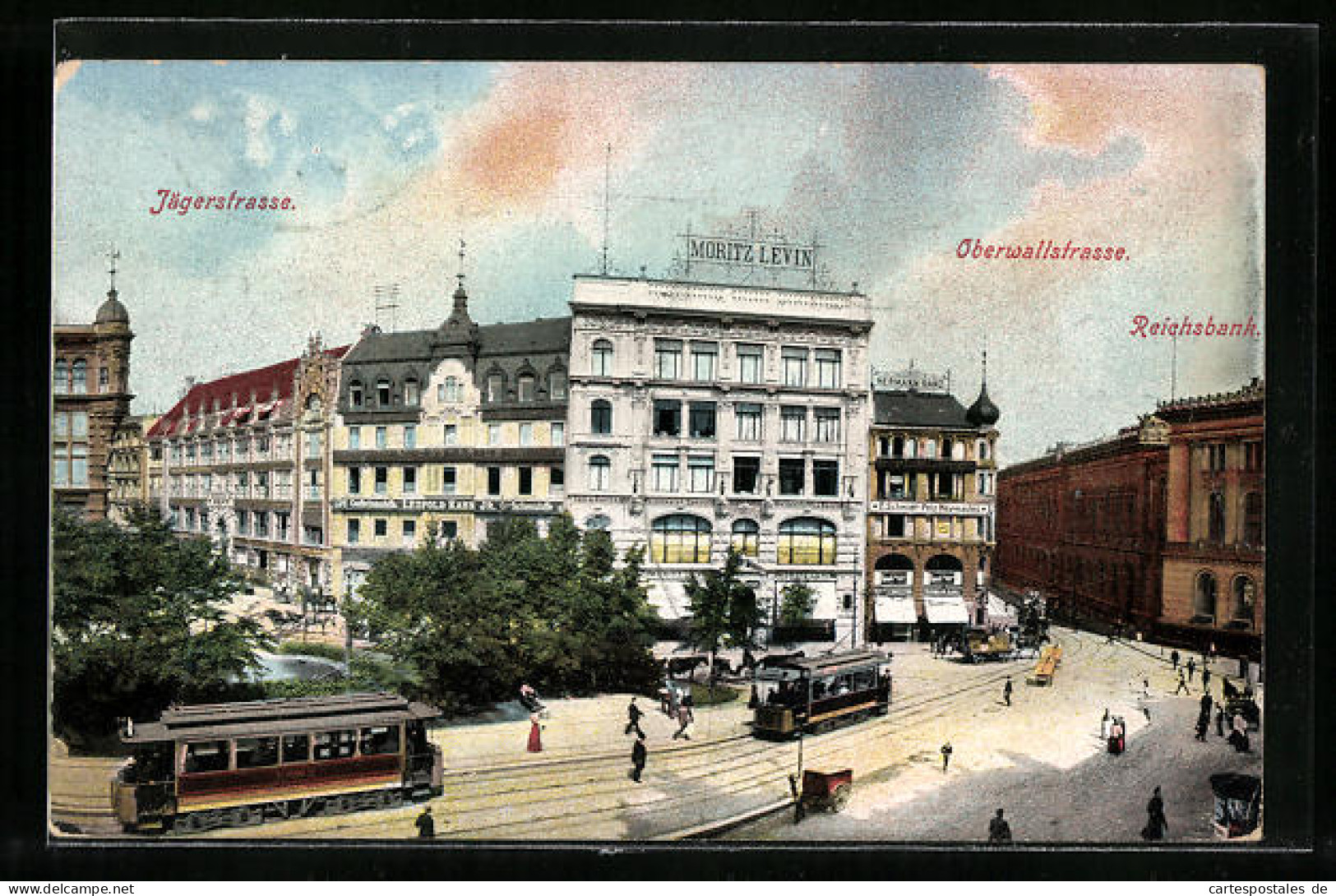 AK Berlin, Hausvogteiplatz Mit Oberwallstrasse, Strassenbahn, Reichsbank  - Strassenbahnen