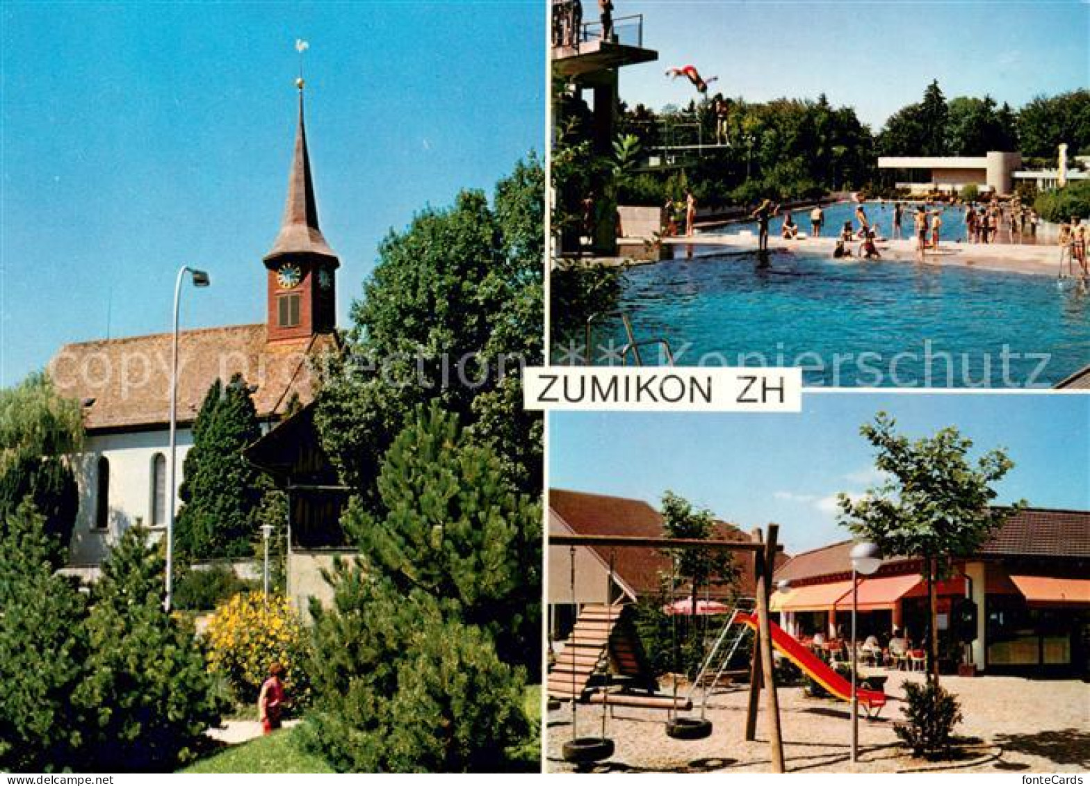 13677377 Zumikon Kirche Schwimmbad Spielplatz Zumikon - Other & Unclassified