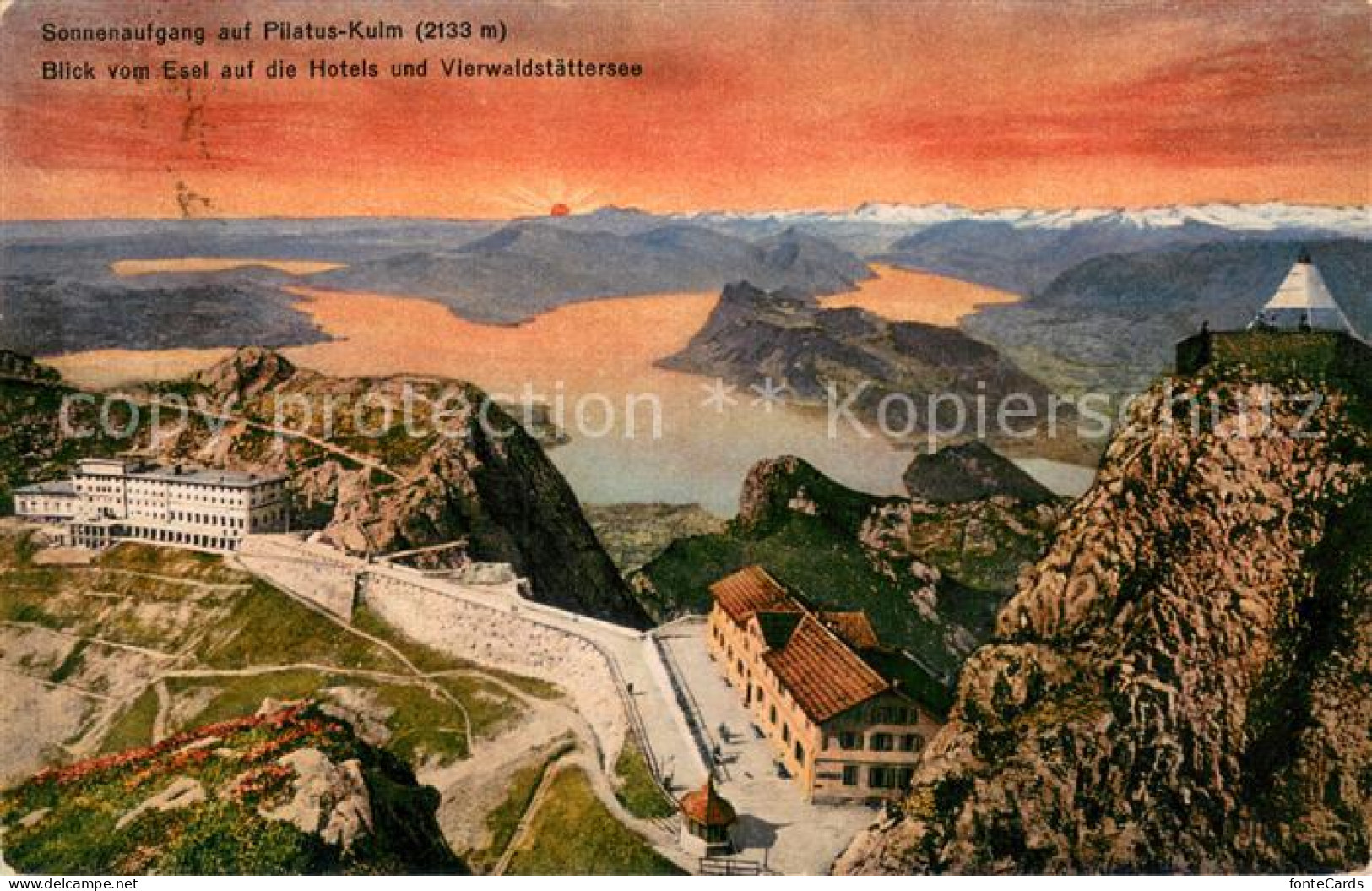 13677049 Pilatus Kulm Sonnenaufgang Blick Vom Esel Auf Hotels Und Vierwaldstaett - Altri & Non Classificati