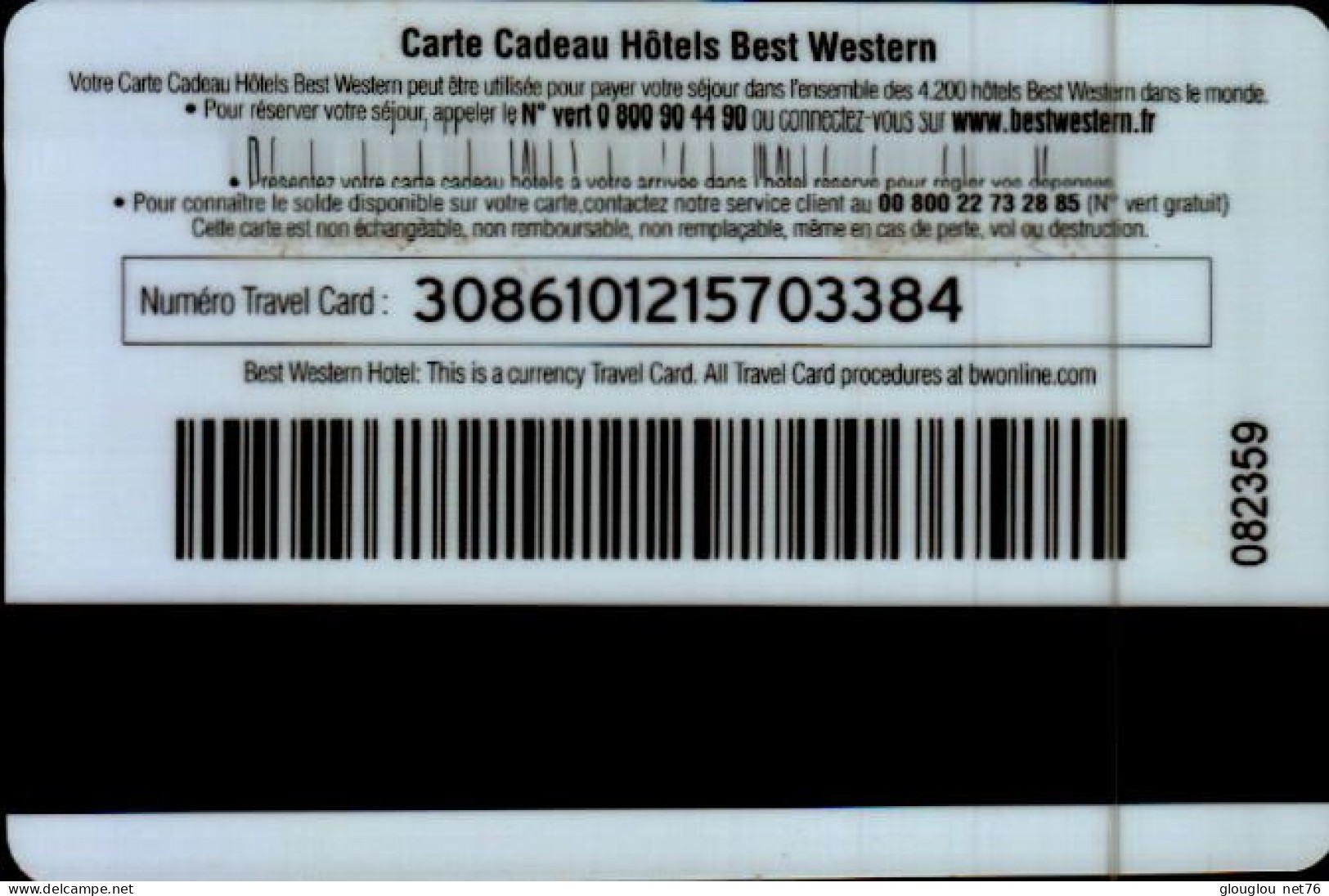 CARTE CADEAU...HOTELS BEST WESTERN - Cartes De Fidélité Et Cadeau