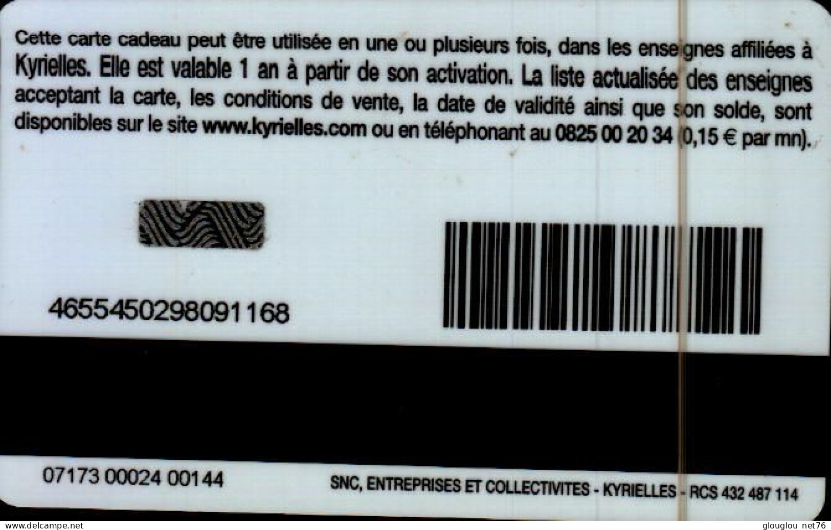 CARTE CADEAU.. KYRIELLES - Cartes De Fidélité Et Cadeau