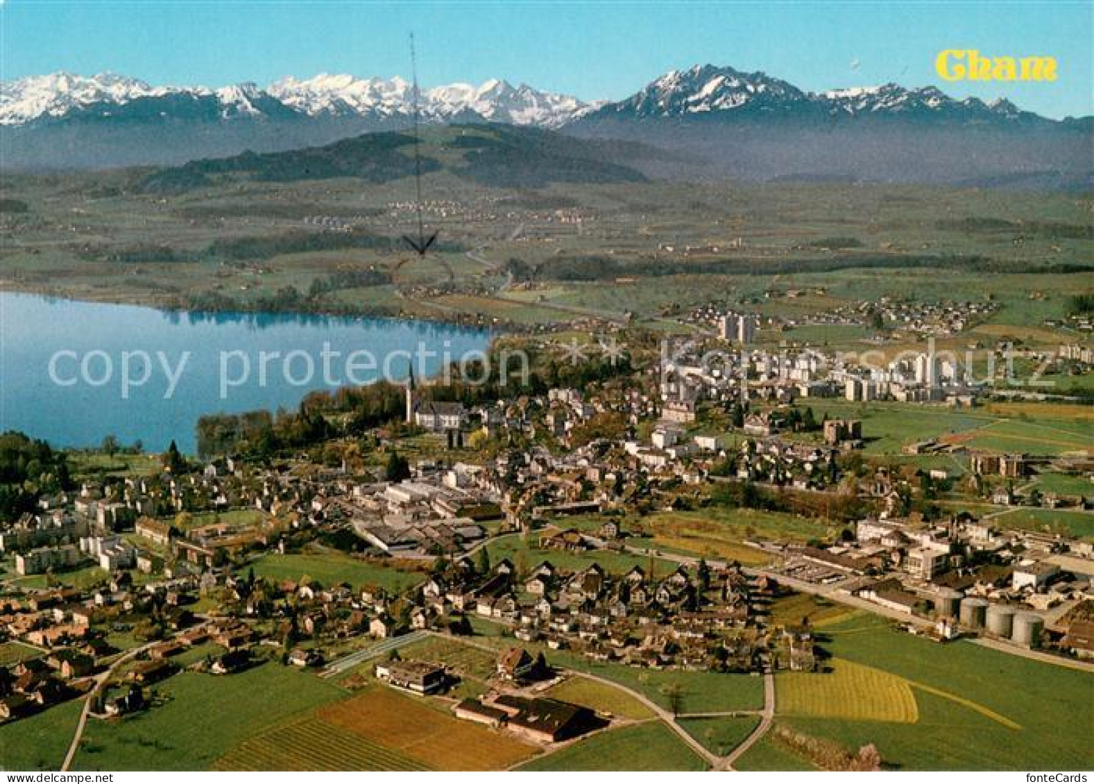 13650287 Cham ZG Fliegeraufnahme Mit Zugersee Und Alpen Cham ZG - Andere & Zonder Classificatie