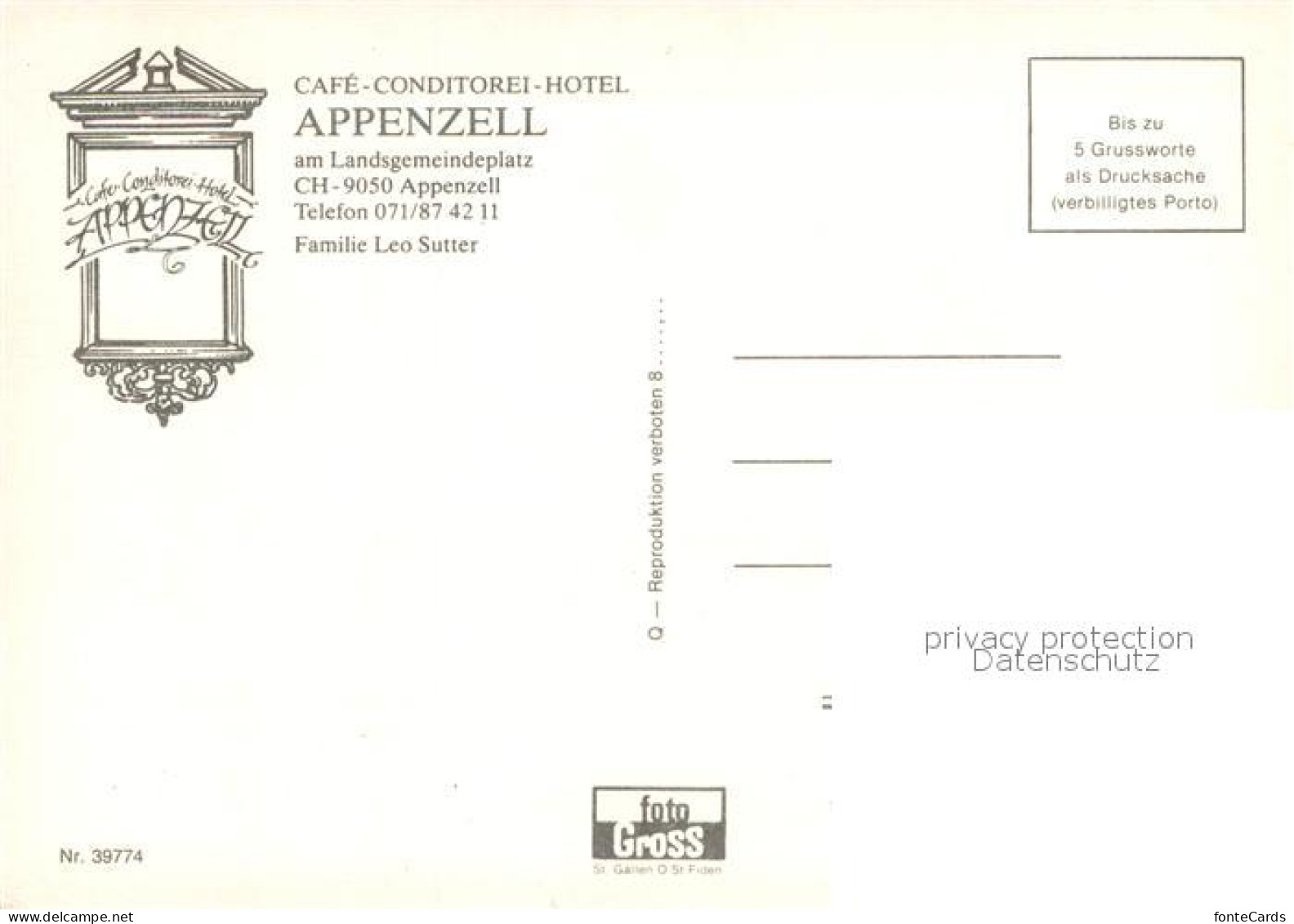 13648617 Appenzell IR Cafe Conditorei Hotel Appenzell Appenzell IR - Andere & Zonder Classificatie