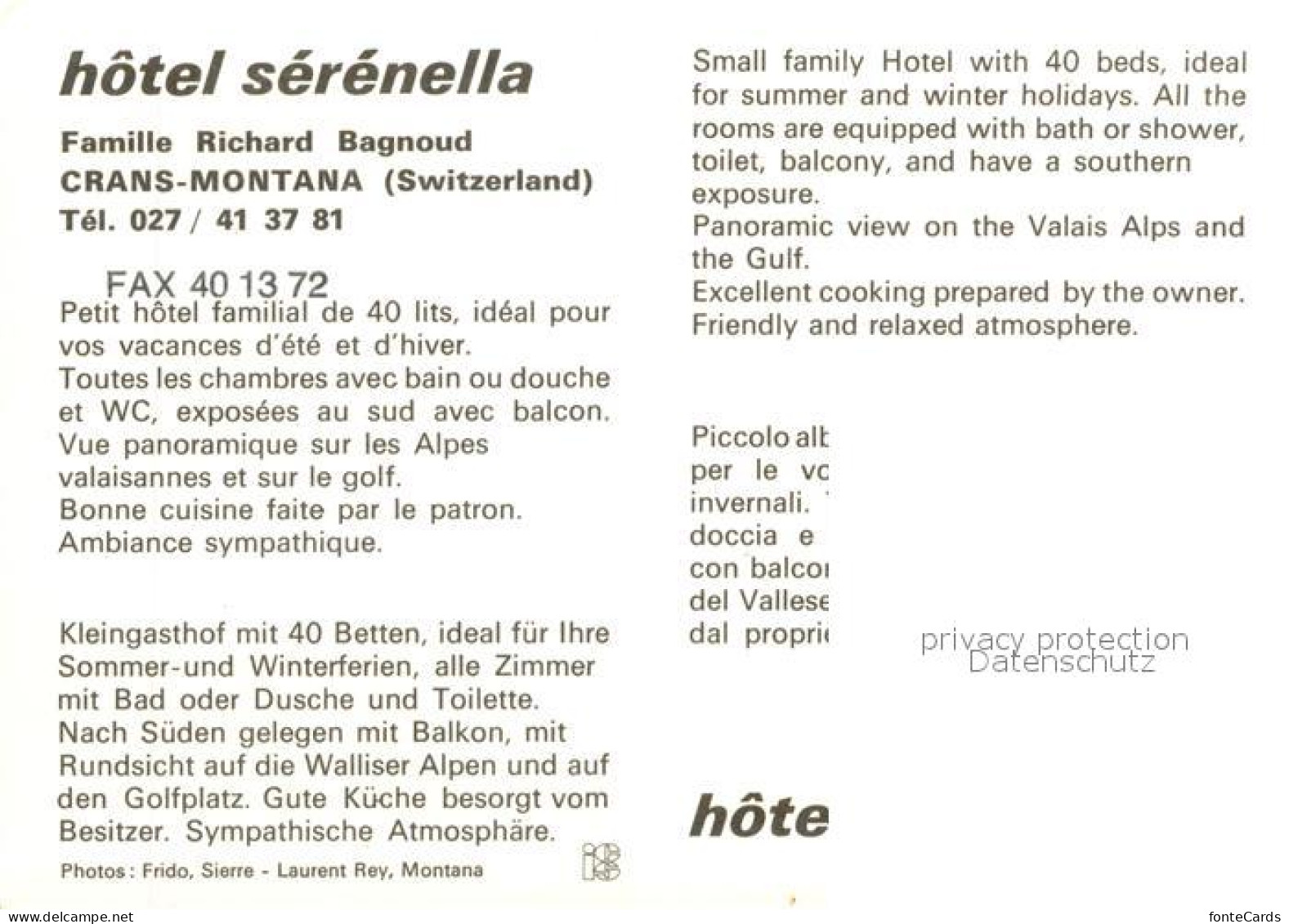 13642339 Crans-Montana Hotel Serenella Gastraum Foyer Crans-Montana - Sonstige & Ohne Zuordnung
