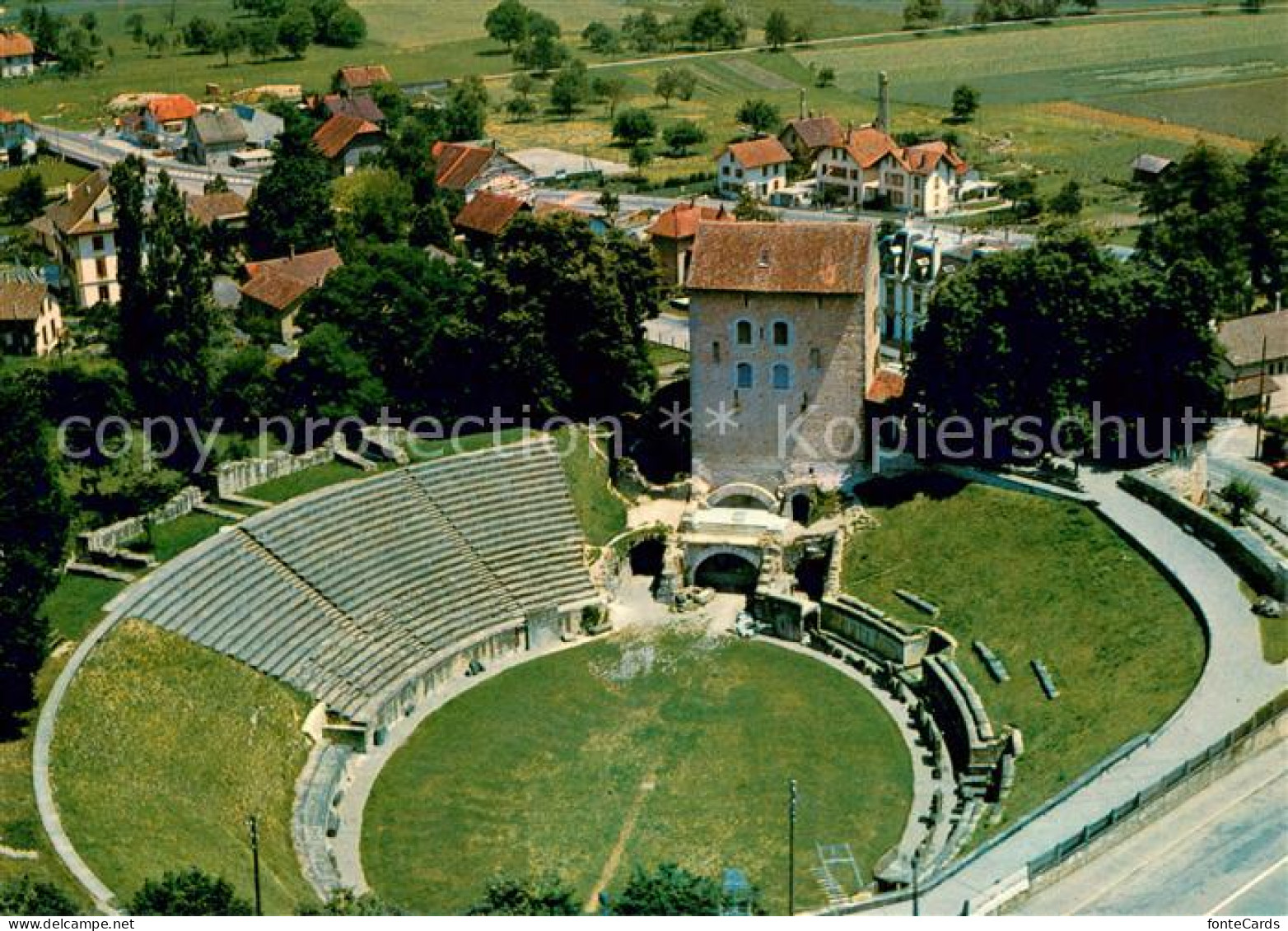 13633299 Avenches Aventicum Roemisches Amphitheater Fliegeraufnahme Avenches - Andere & Zonder Classificatie