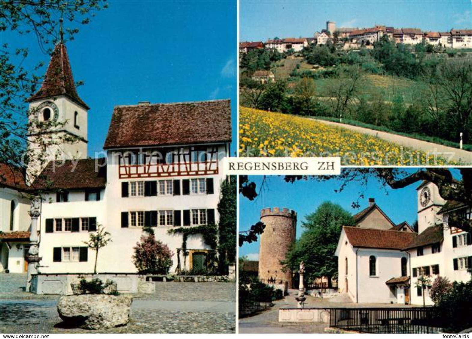 13630727 Regensberg Dielsdorf Kirche Schloss Turm Panorama Regensberg Dielsdorf - Sonstige & Ohne Zuordnung