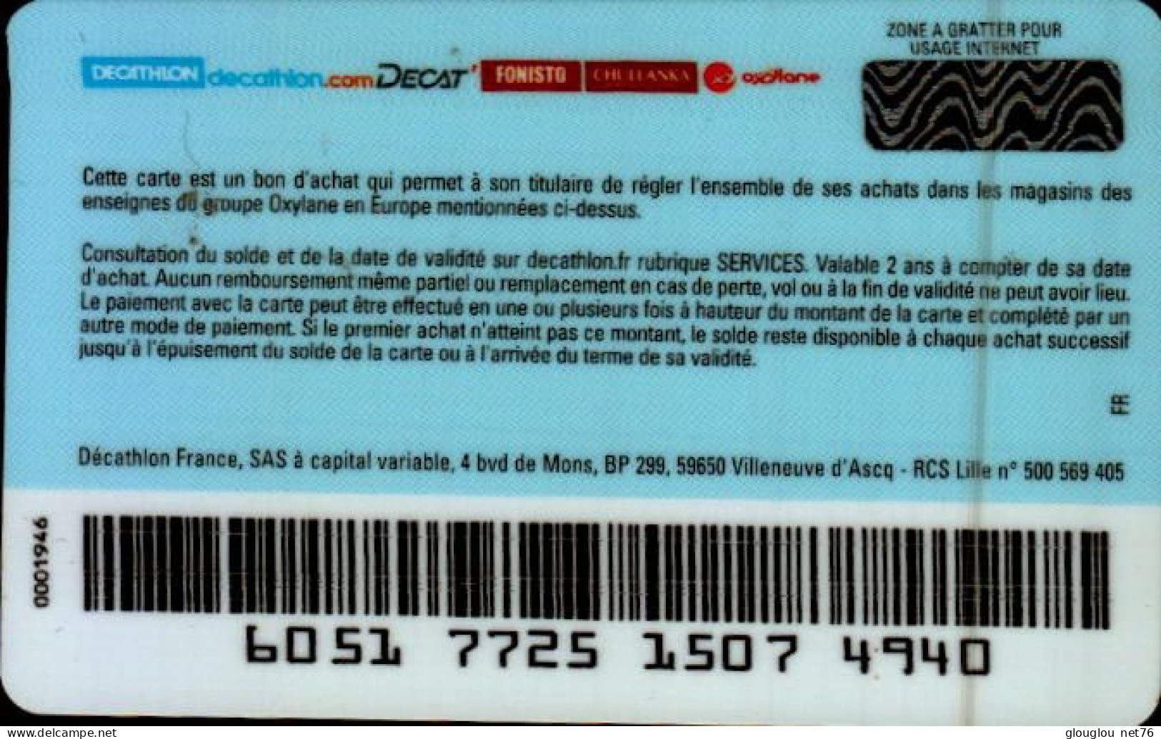 CARTE CADEAU..  DECATHLON...UN CADEAU QUI MARCHE COMME SUR DES ROULETTES.... - Cartes De Fidélité Et Cadeau