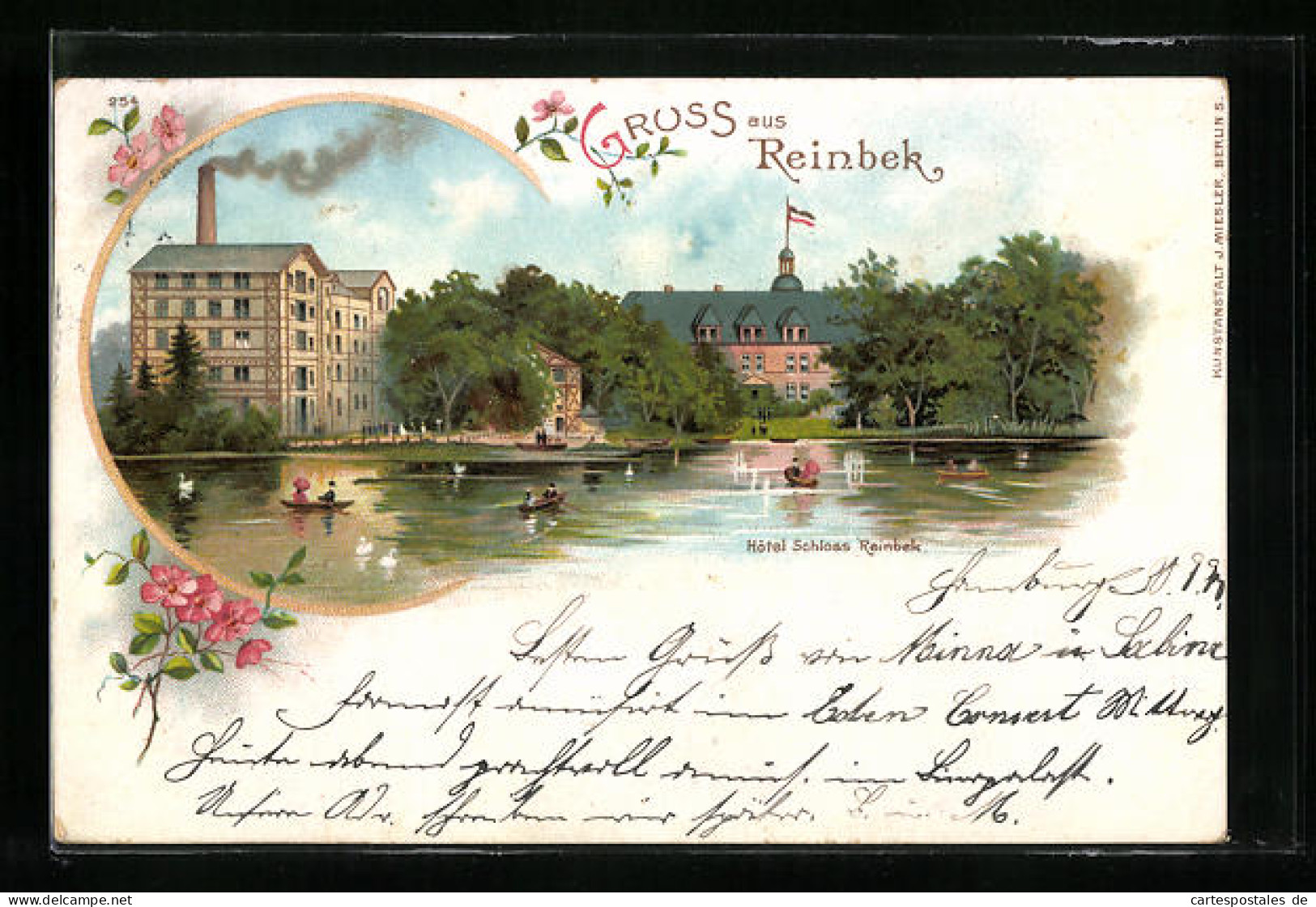 Lithographie Reinbek, Totalansicht Vom Hotel Schloss Reinbek  - Reinbek