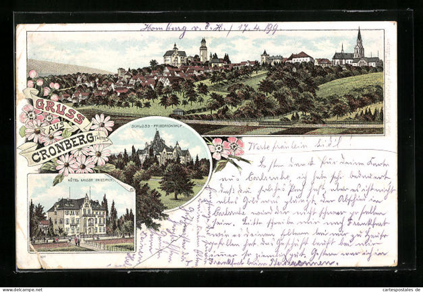 Lithographie Cronberg, Schloss-Friedrichshof Und Hotel Kaiser Friedrich  - Sonstige & Ohne Zuordnung