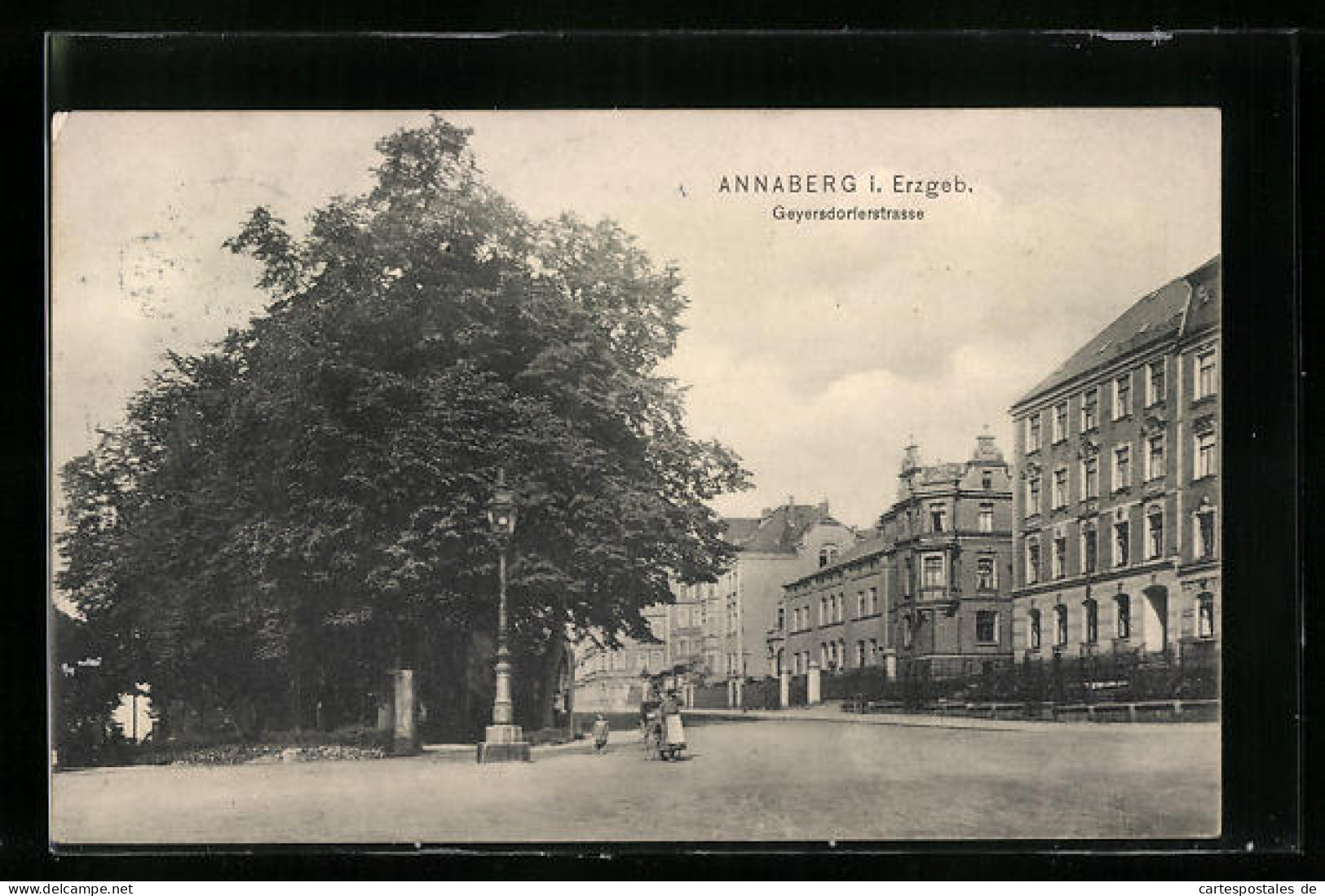 AK Annaberg I. Erzgeb., Passanten Auf Der Geyersdorferstrasse  - Geyer