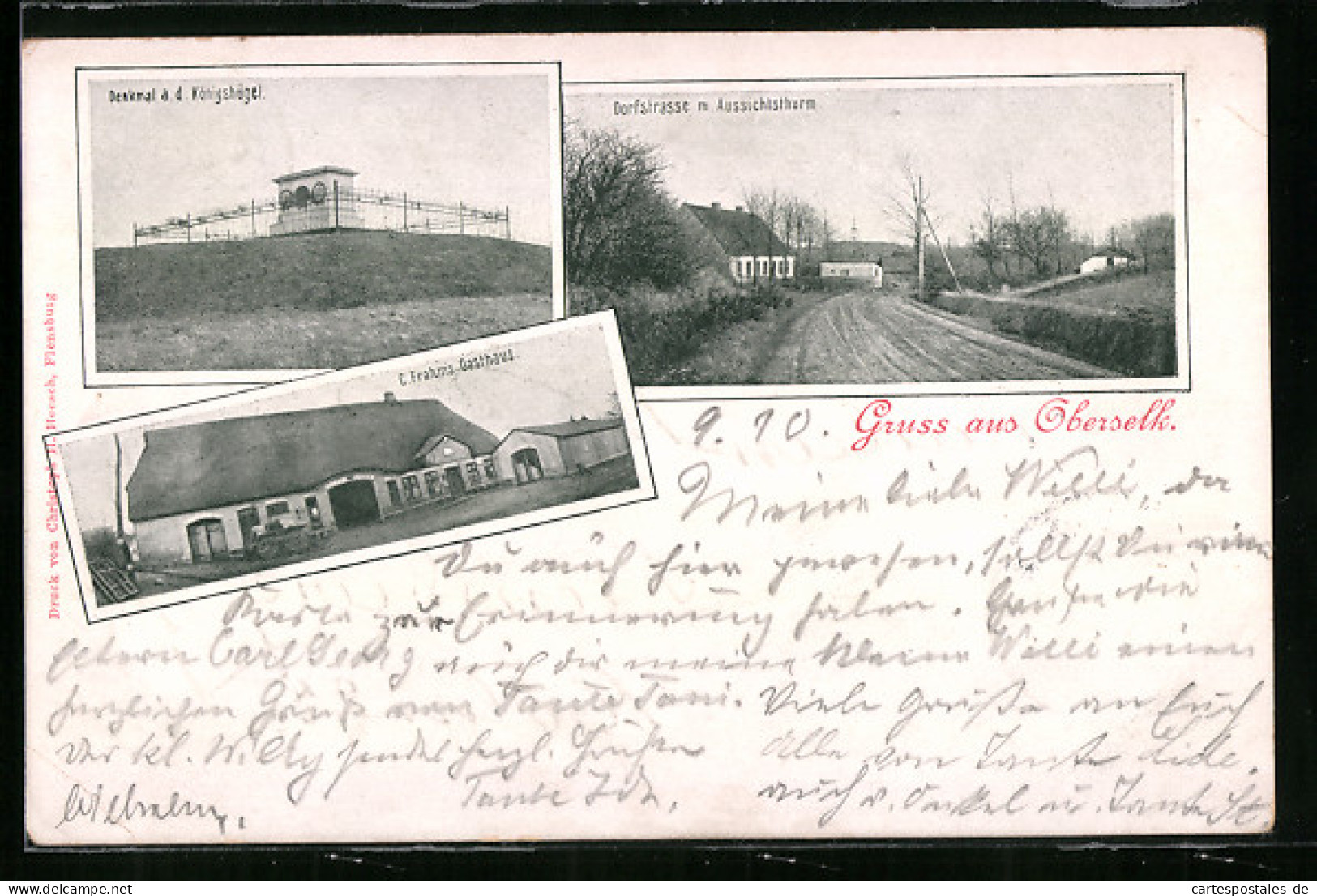 AK Oberselk, Denkmal A. D. Königshügel, Dorfstrasse Mit Aussichtsturm, C. Frahms Gasthaus  - Autres & Non Classés