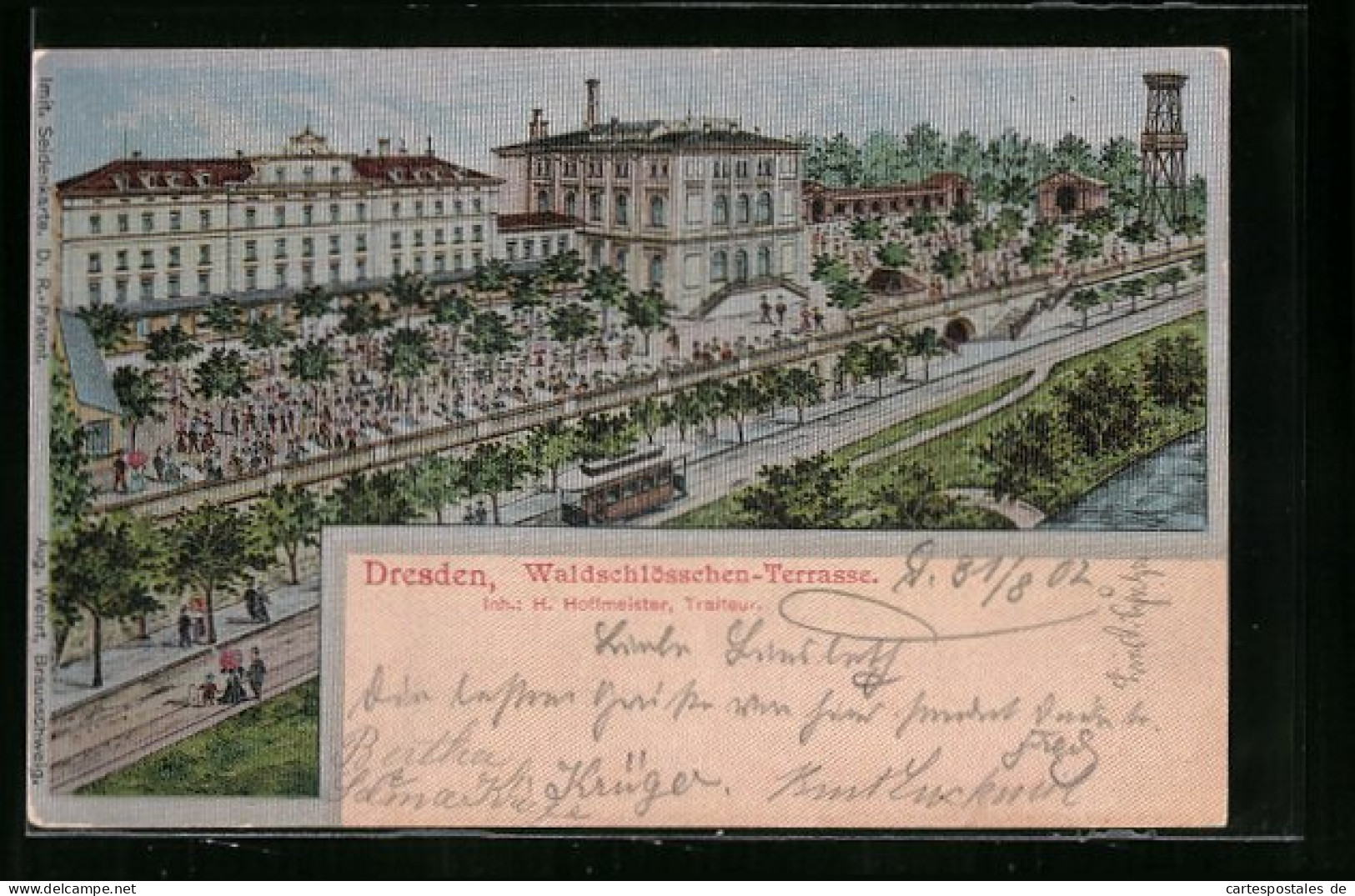 Seiden-Imitations-AK Dresden-Neustadt, Gasthaus Waldschlösschen-Terrasse Von H. Hoffmeister  - Sonstige & Ohne Zuordnung