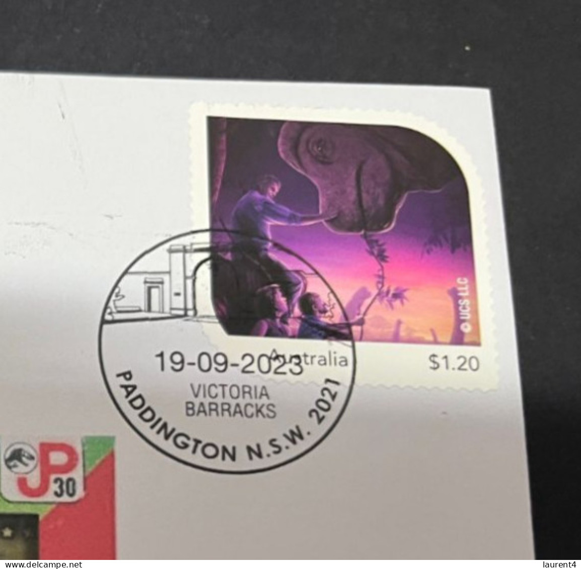 14-5-2024 (5 Z 7) Australian Personalised Stamp Isssued For Jurassic Park 30th Anniversary (Dinosaur) - Prehistorics