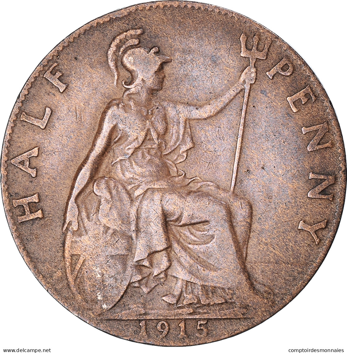 Monnaie, Grande-Bretagne, George V, 1/2 Penny, 1915, TB, Bronze, KM:809 - C. 1/2 Penny