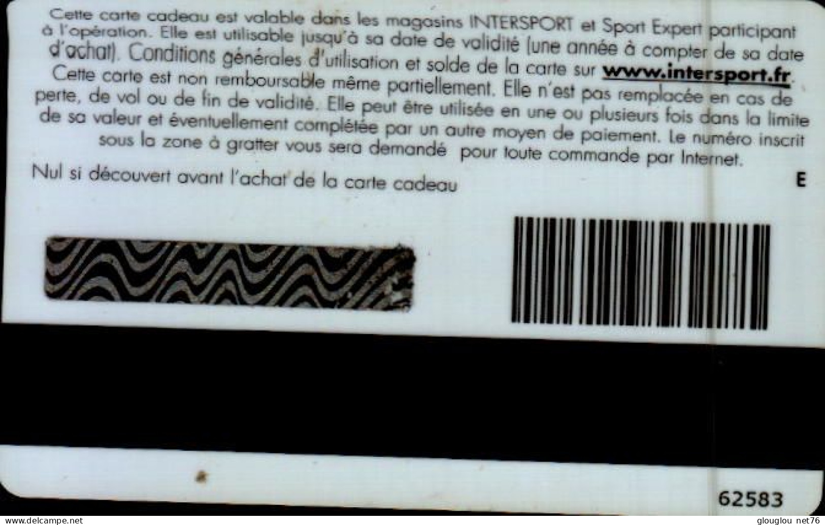CARTE CADEAU...INTERSPORT.. JOWILFRIED TSONGA - Gift And Loyalty Cards