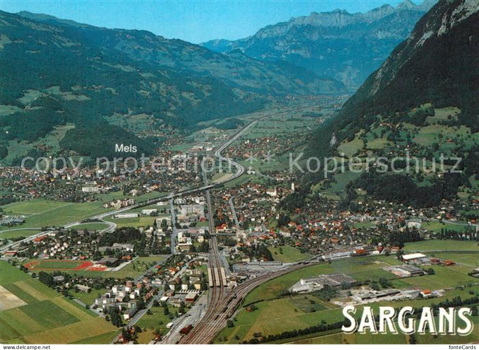 13597059 Sargans Fliegeraufnahme Mit Mels Seeztal Churfirsten Sargans - Andere & Zonder Classificatie