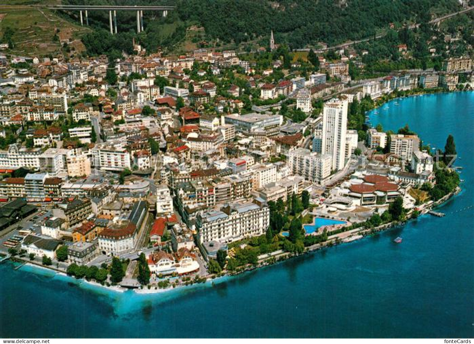 13592117 Montreux VD Vue Generale Aerienne Le Quartier Du Casino La Tour D’Ivore - Autres & Non Classés