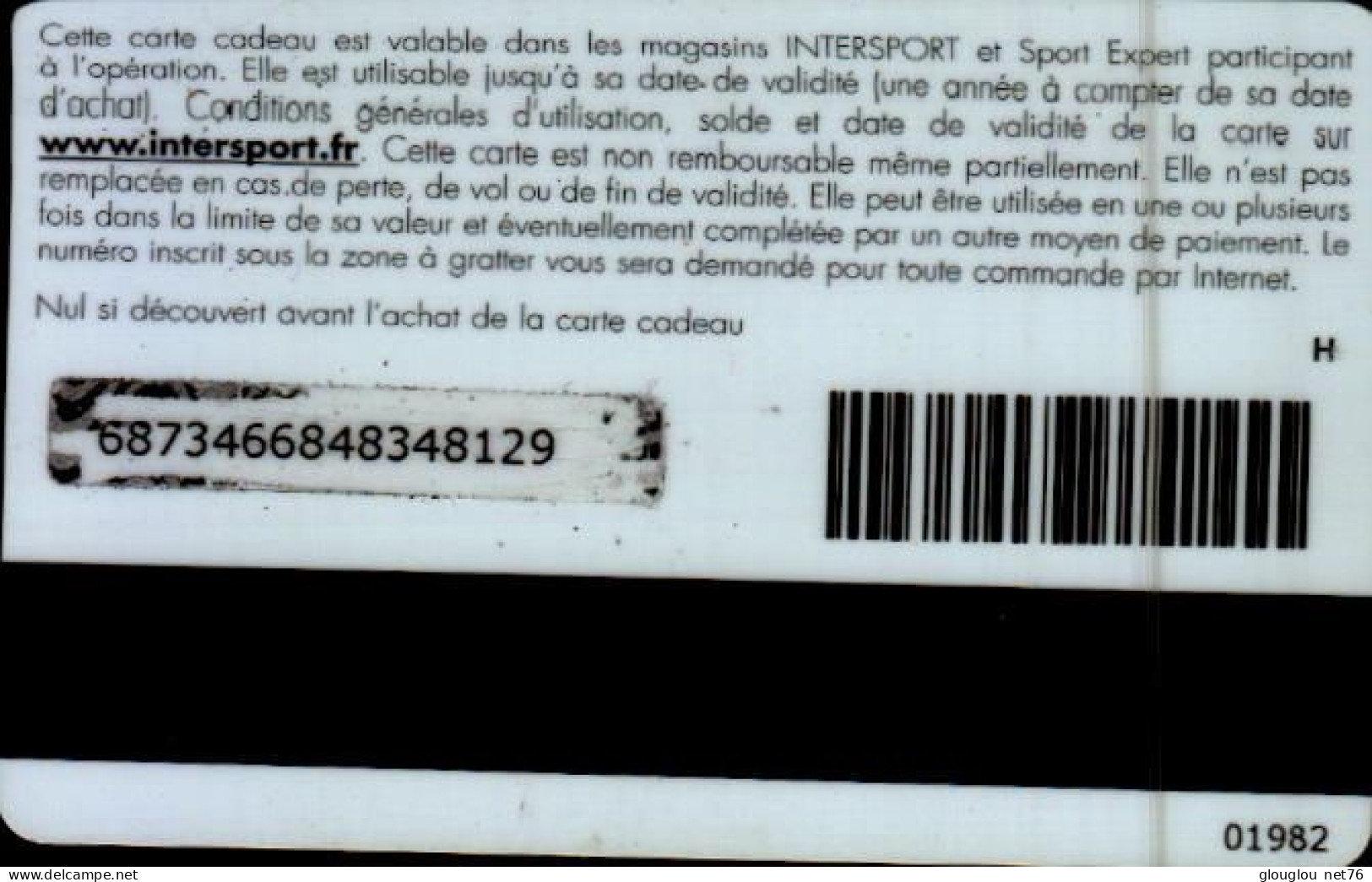 CARTE CADEAU...INTERSPORT.. CYCLISTES - Cartes De Fidélité Et Cadeau