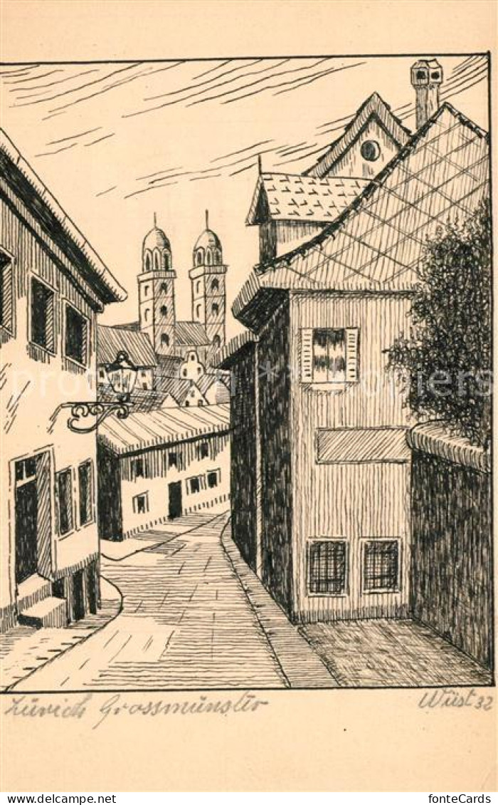 13567429 Zuerich ZH Grossmuenster Handgemalt Philipp Wuest Steglitz Zuerich ZH - Other & Unclassified