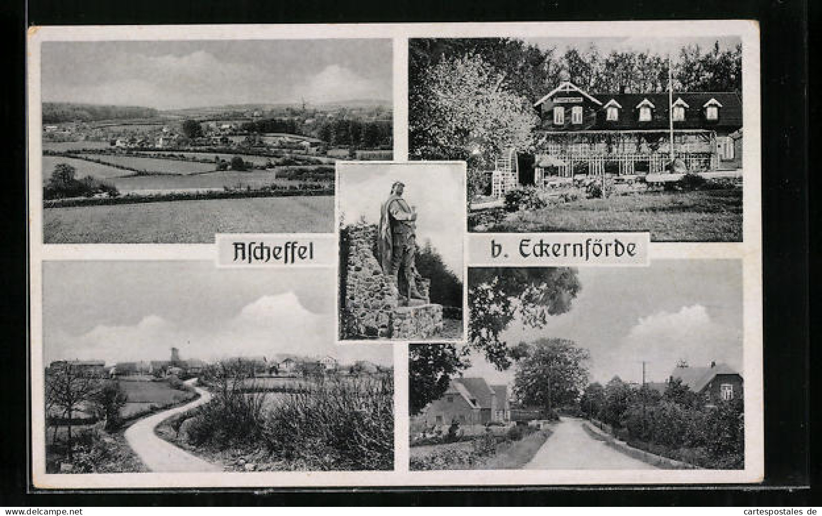 AK Ascheffel B. Eckernförde, Panorama, Baumgarten, Ortspartie  - Eckernfoerde