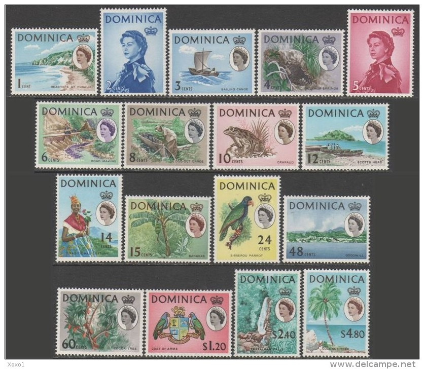 Dominica 1963 MiNr. 160 - 176 Birds Imperial Amazon, Giant Ditch Frog, Kapok Tree, SHIPS 17v  MNH**  50,00 € - Dominique (...-1978)