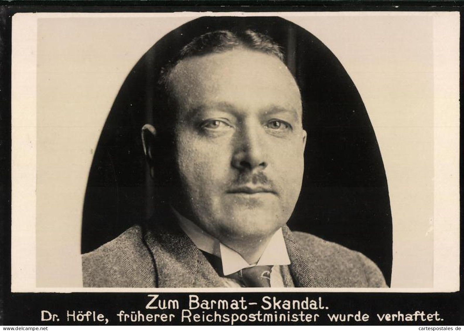 Fotografie Portrait Dr. Höfle, Früherer Reichspostminister Wurde Im Zuge Des Barmat-Skandal's Verhaftet  - Berühmtheiten