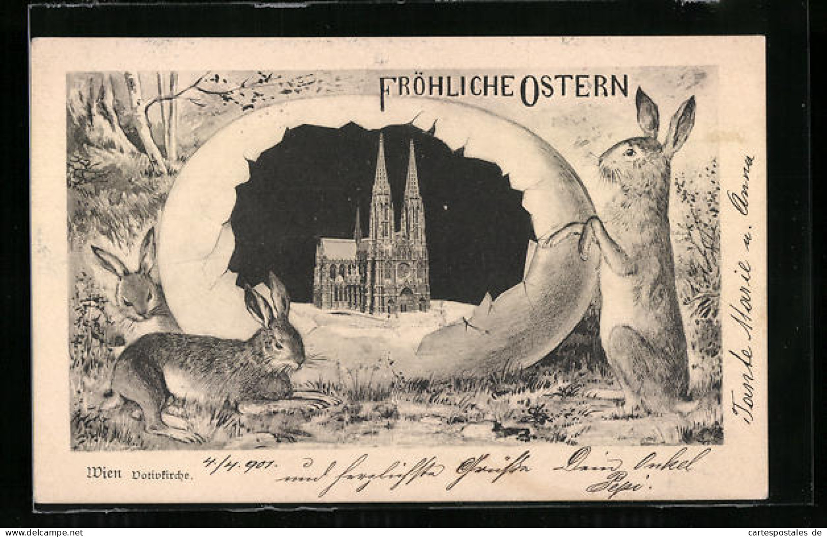 AK Wien, Fröhliche Ostern, Votivkirche In Eierschale  - Autres & Non Classés