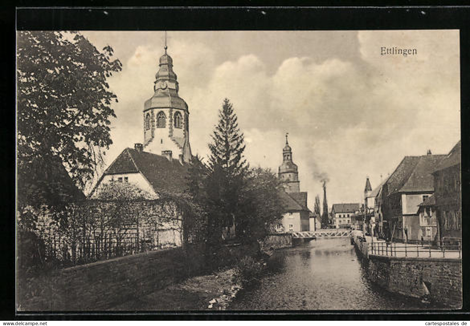 AK Ettlingen, Teilansicht Mit Brücke  - Ettlingen