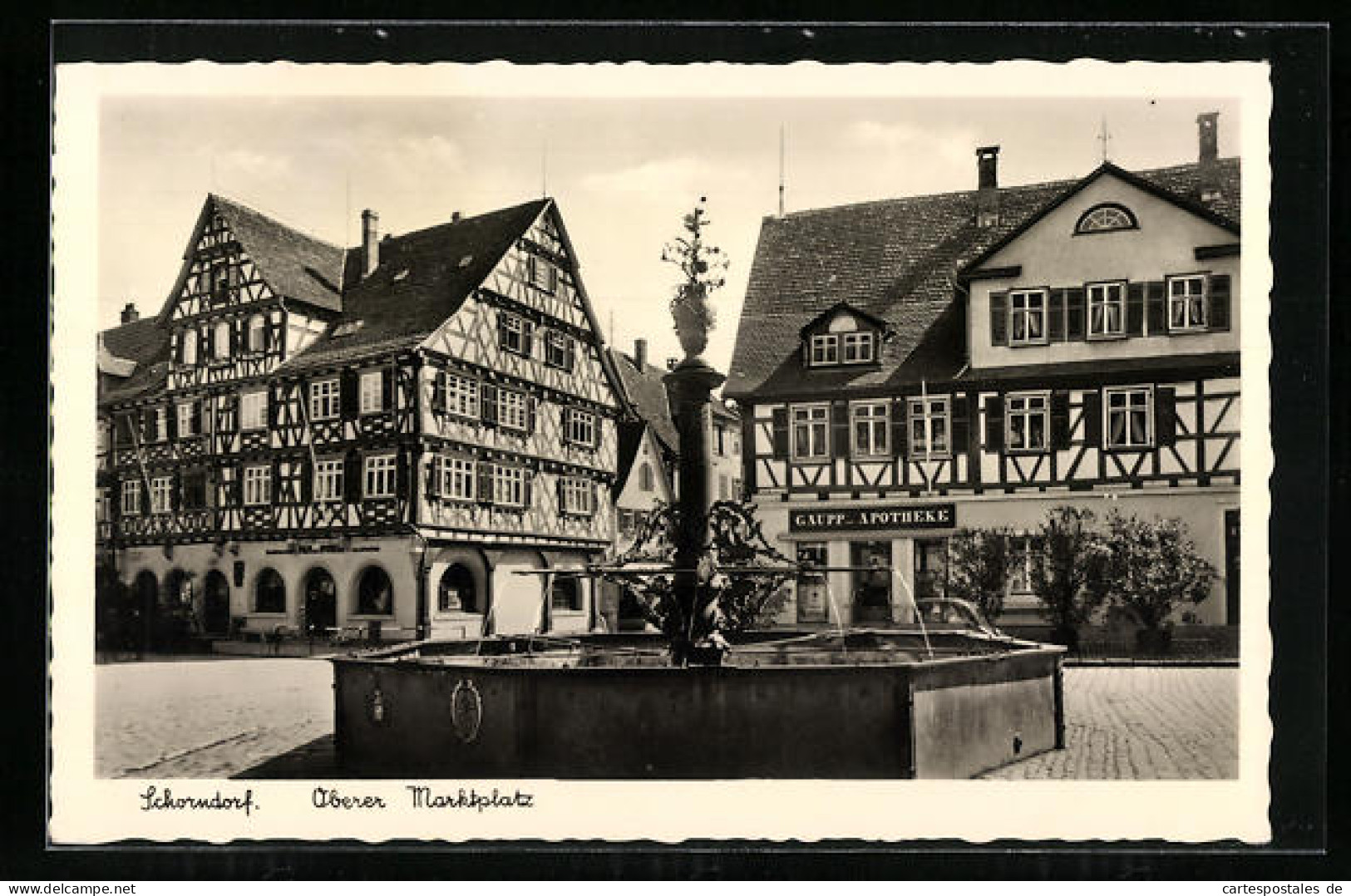 AK Schorndorf, Oberer Marktplatz Mit Brunnen Und Gaupp-Apotheke  - Schorndorf