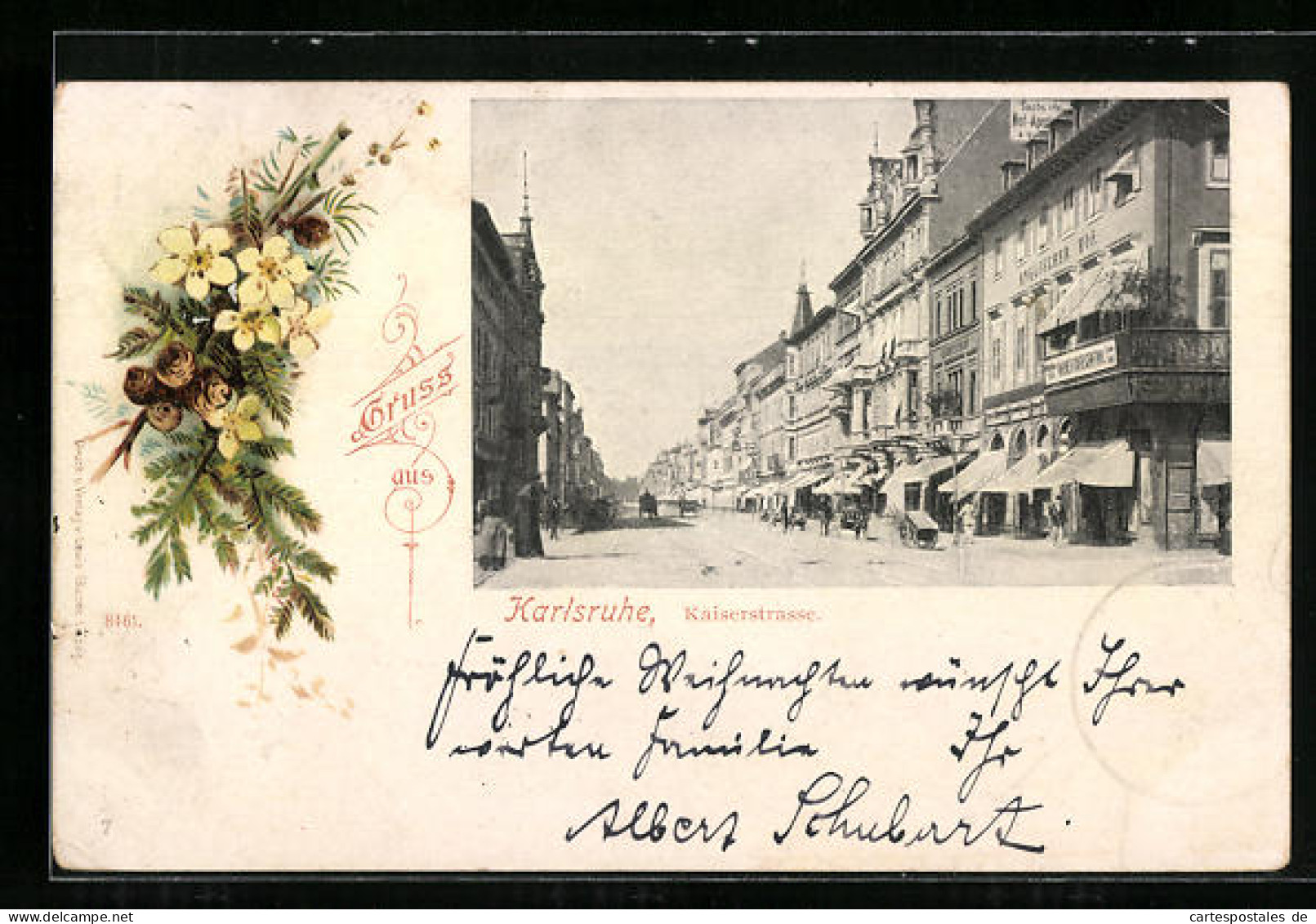 AK Karlsruhe, Partie In Der Kaiserstrasse, Herbstlicher Blumenstrauss  - Karlsruhe