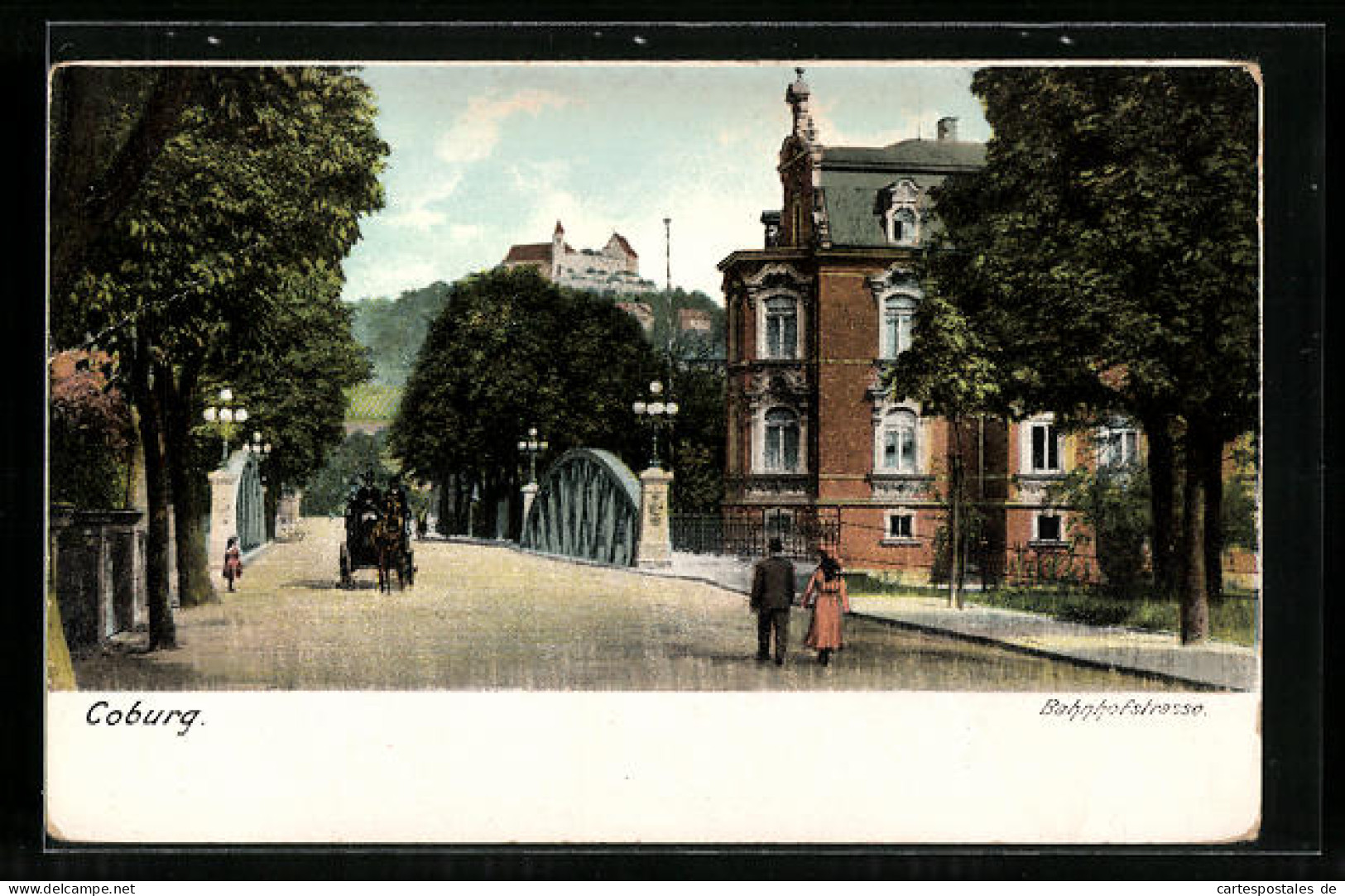 Künstler-AK Coburg, Blick In Die Bahnhofstrasse  - Coburg